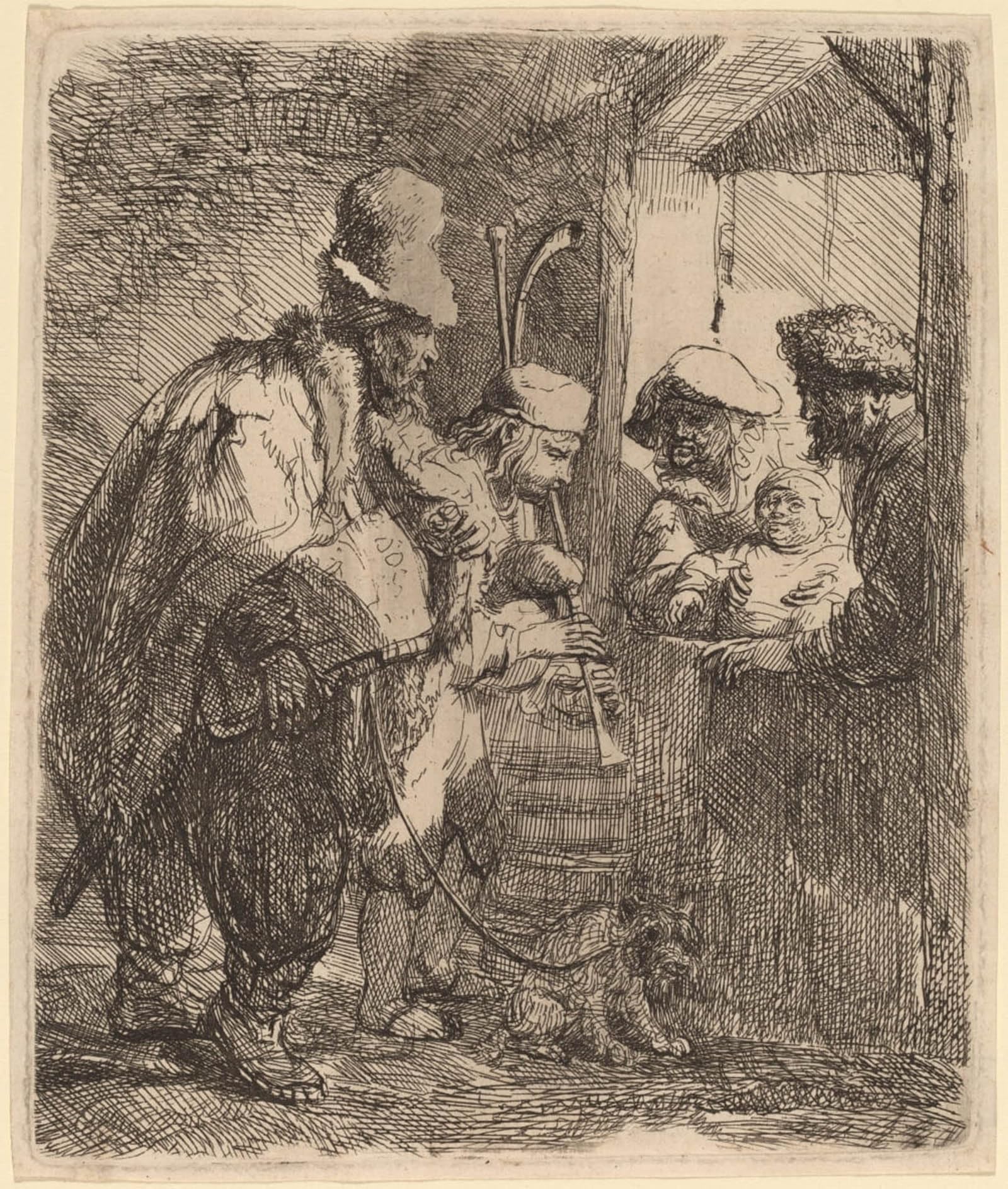 SERENDIPITP Abstract Painting Mural Print Picture Wall Decor Painting The strolling Musicians by Rembrandt van Rijn Vintage Wall Artwork for Home Decor 60x90cm