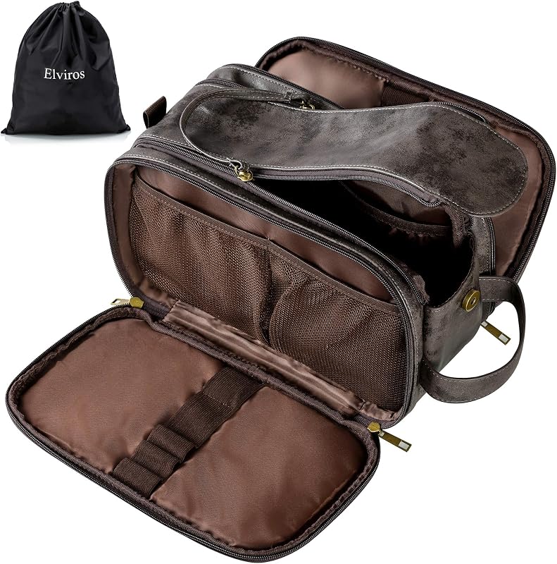 Necessaire de viagem Elviros em couro sintético PU, Grande, Dark Grey