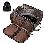 Elviros Toiletry Bag for Men, Large Travel Shaving Dopp Kit Water-resistant Bathroom Toiletries Organizer PU Leather Cosmetic Bags