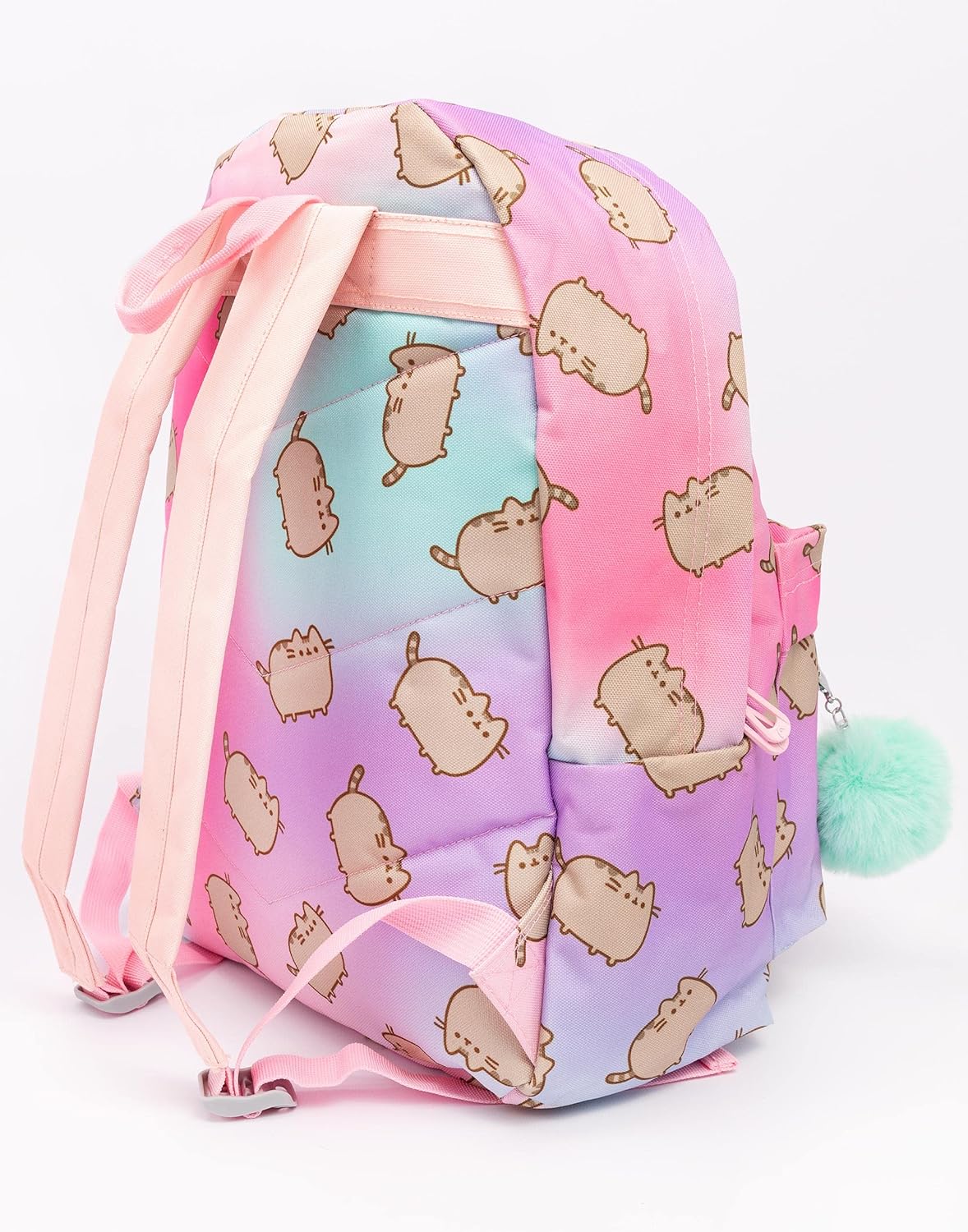 Pusheen Backpack Cat Pom Pom Keyring Pink Rucksack 16” - Image 3