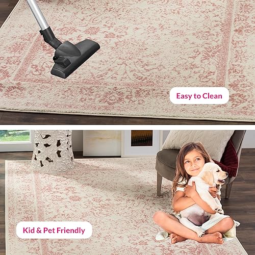 Miniatura 347 de Safavieh colección Adirondack - Alfombra de área, 6 x 9 pies, gris y azul, diseño oriental desgastado, no desprende pelusa, fácil cuidado, ideal