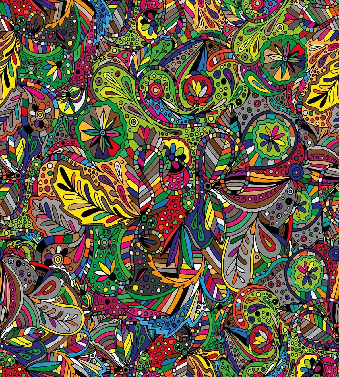 Hottest Sale Ambesonne Colorful Duvet Cover Set, Funky Curly Detailed Doodles Tangled Trippy Pyschedelic Botanical Nature, Decorative 3 Piece Bedding Set with 2 Pillow Shams, King Size, Green Red