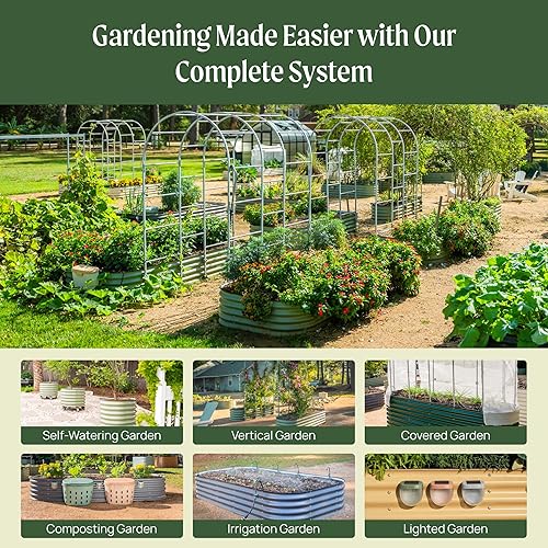 Miniatura 8 de Vego garden Aluzinc - Kit de cama elevada para jardín, 17 pulgadas de alto, 6 en 1, modular de metal para verduras, flores, patio, jardinera, caja