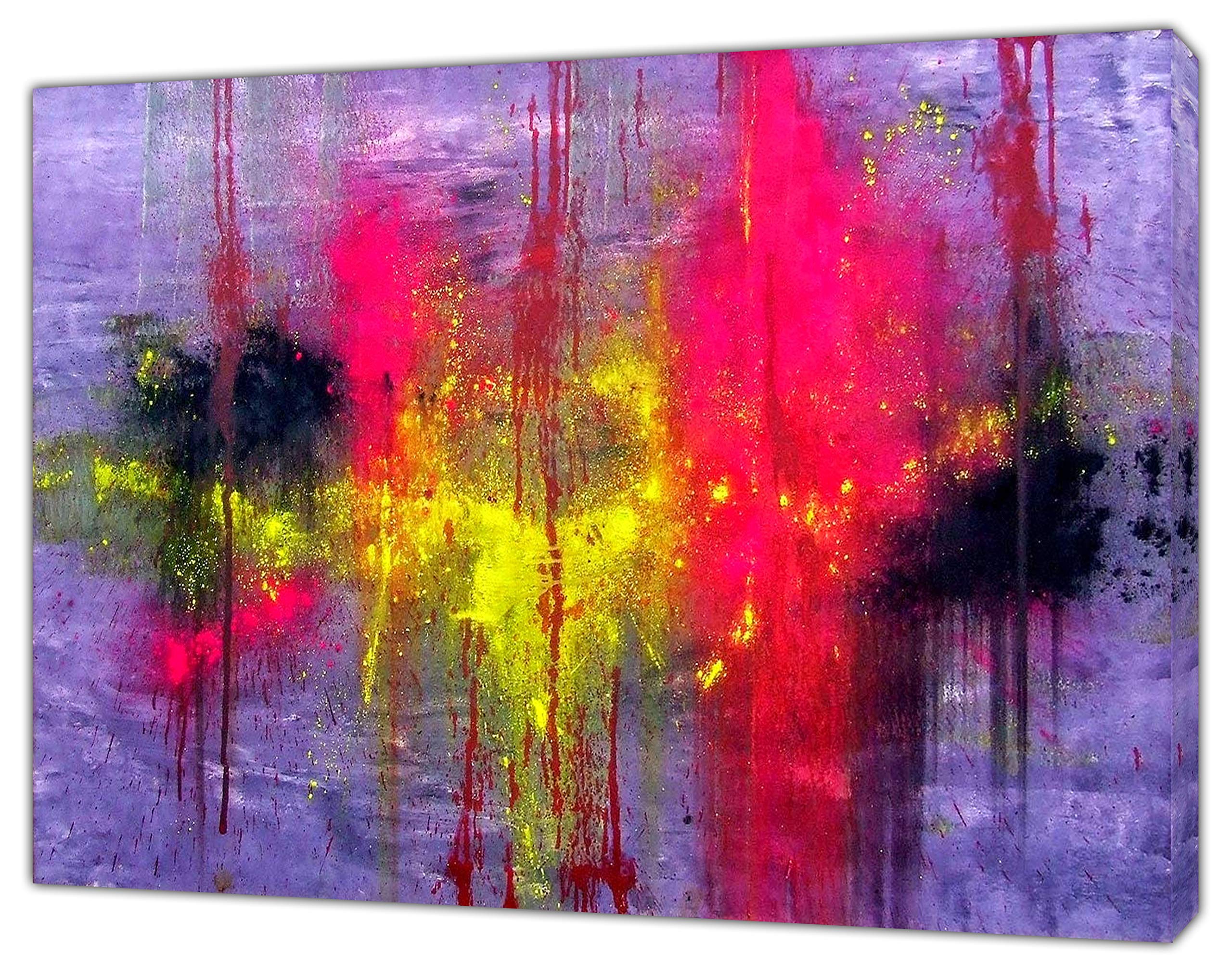 Krople farby rozłożone abstrakcyjna farba olejna obraz reprodukcja obrazu wydruk na oprawionym płótnie sztuka ścienna dekoracja domu 102 x 76 cm (102 x 76 cm) - głębokość 38 mm