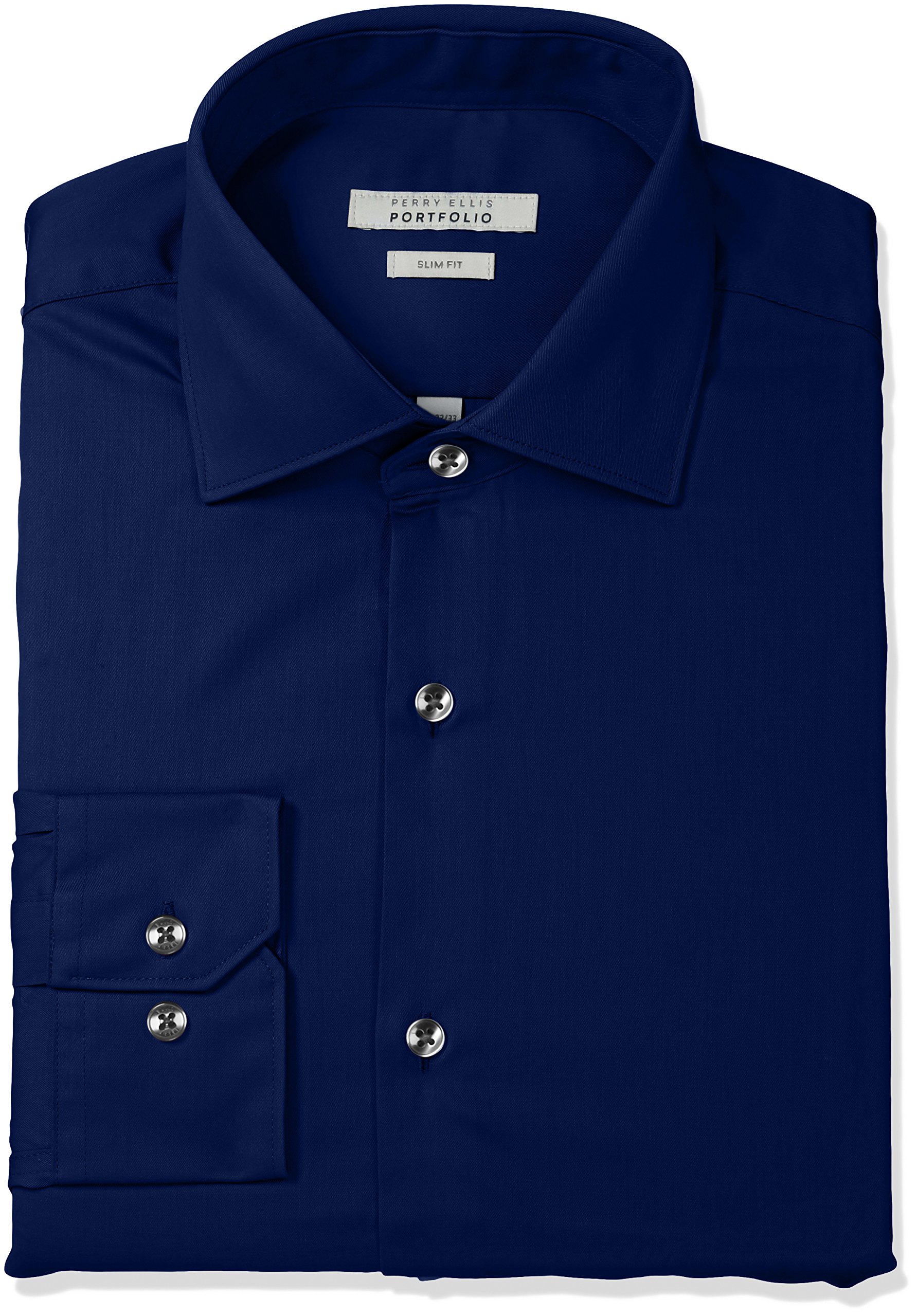slim fit dress slacks Perry Ellis Men's Geo Print Slim Fit Total Stretch Shirt - Blue main image 0