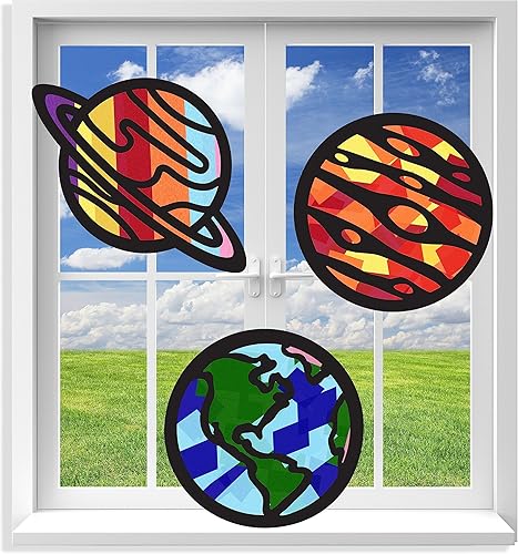 VHALE Suncatchers Craft 3 juegos (9 recortes) con papel de seda con efecto de vitral, kit de atrapa el sol, arte de ventana, manualidades en el