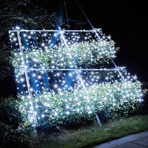 Miniatura 8 de Red de luces LED de Navidad para exteriores, 160 luces LED de 4 x 7 pies, luces de red de malla conectables para interiores y exteriores, para