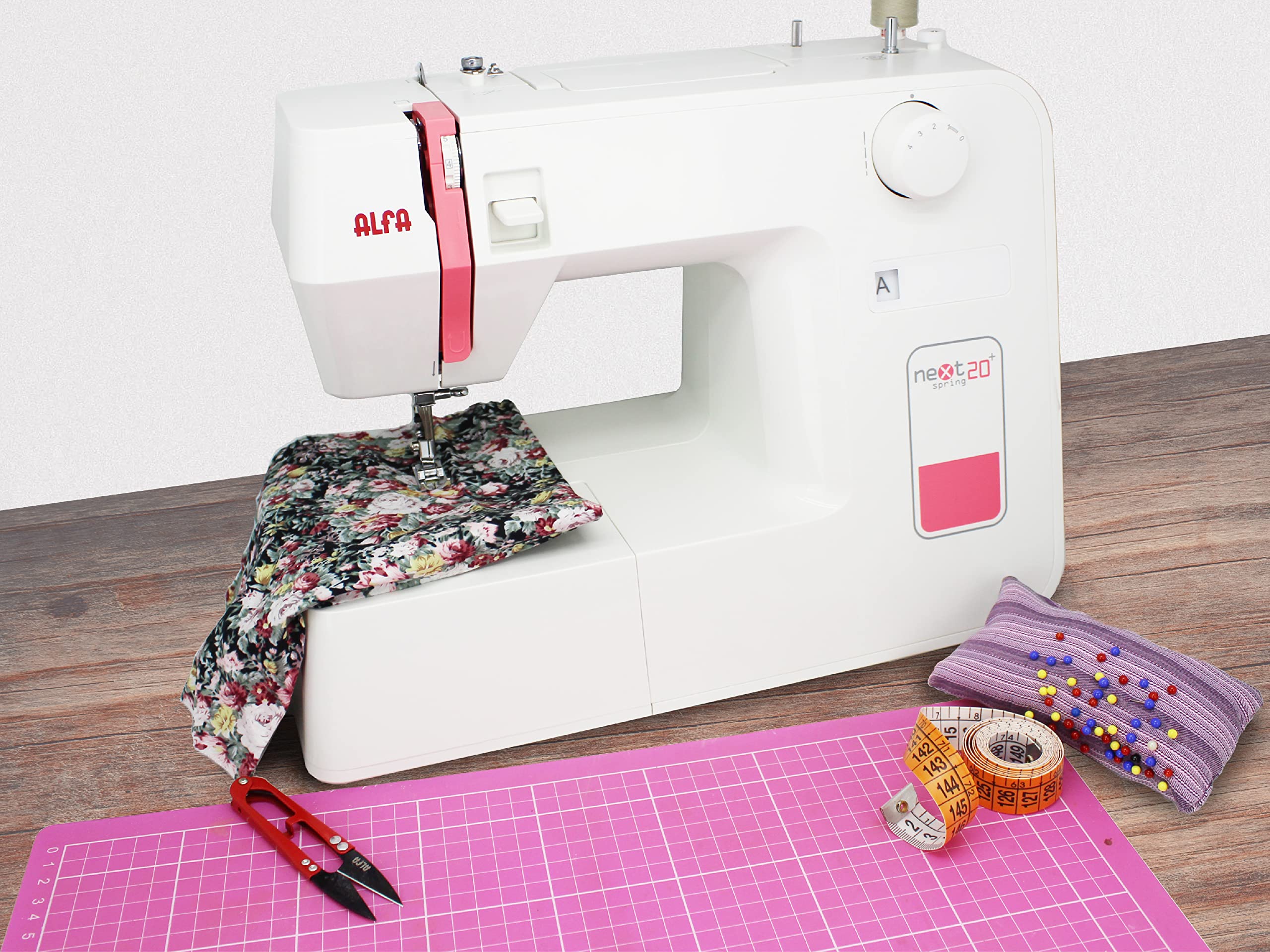 Alfa Next 20 Spring+ Maquina de Coser, Rosa Coral, 30 x 19 x 37 cm