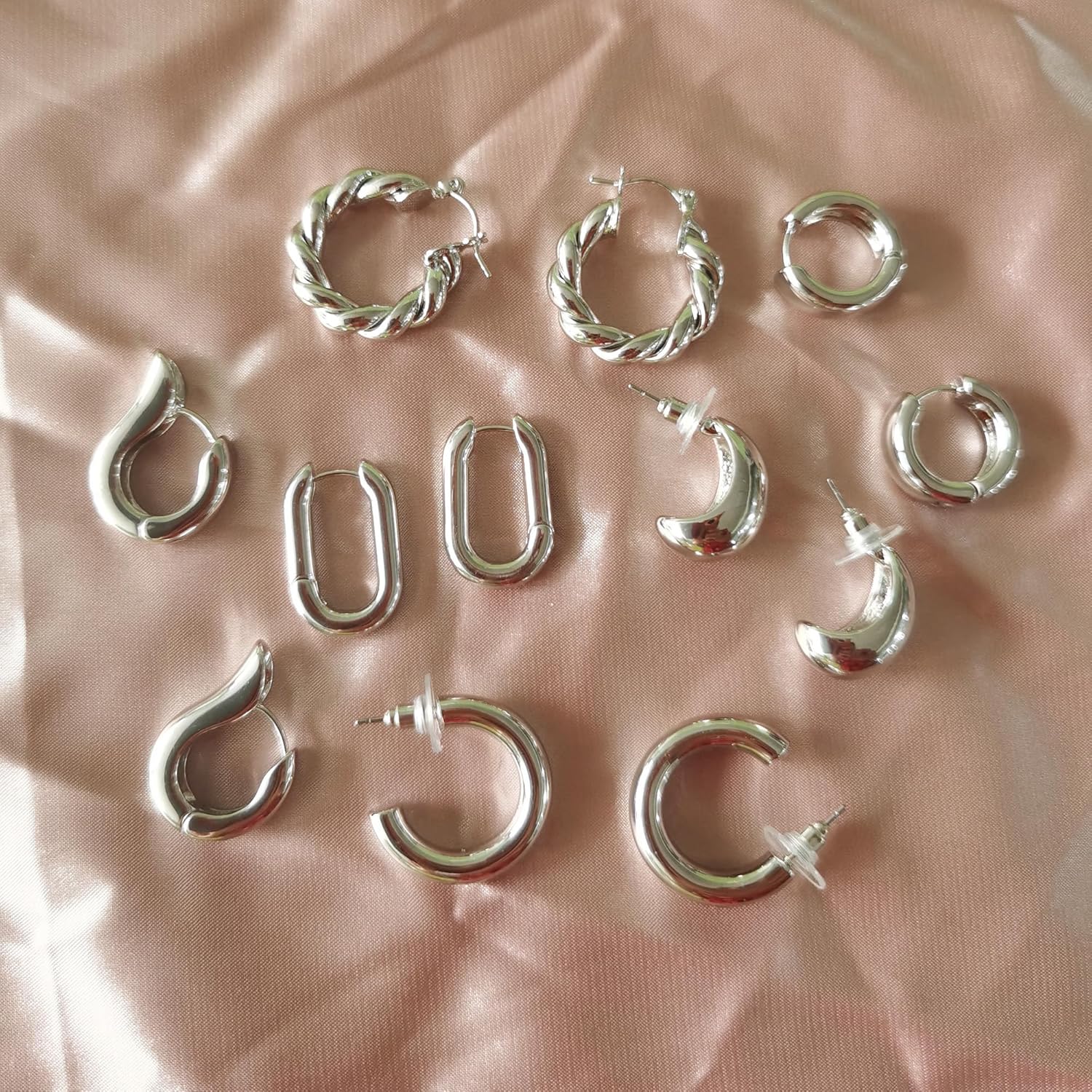 6 Pairs Gold Hoop Earrings for Women, 14K Gold Plated Huggie Hoop Earrings Set Hypoallergenic Lightweight Chunky Open Hoops Jewelry for Gift - Image 5