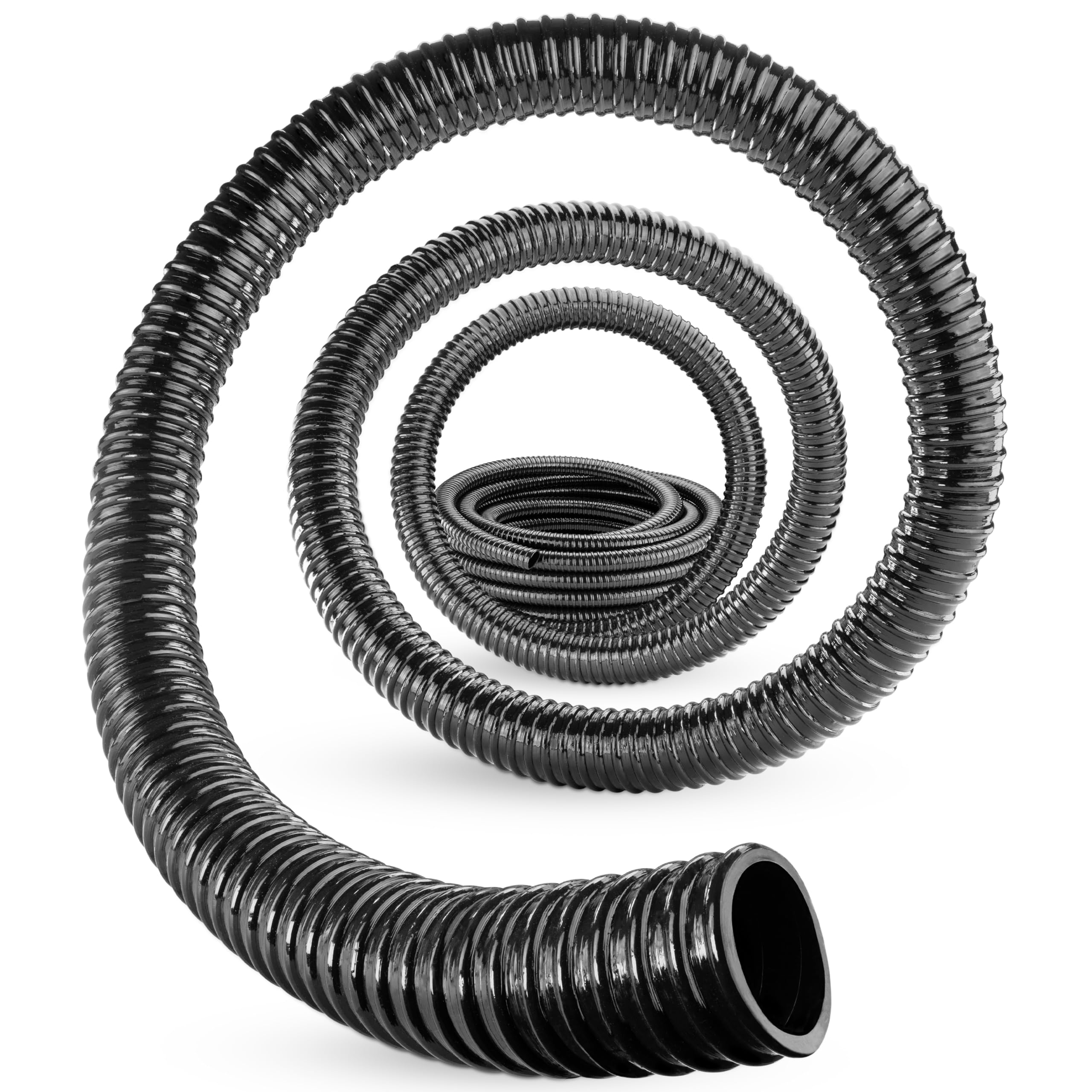 Poppstar Tubo per laghetto in PVC 15 m, diametro interno 25 mm, diametro esterno 29 mm (1"), per aspirazione, spiralato e corrugato, nero
