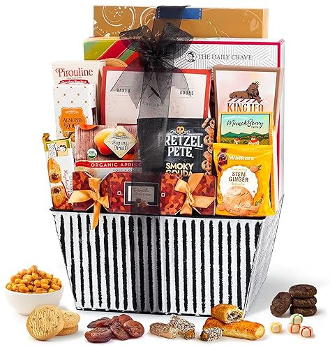 Broadway Basketeers Cesta de regalo de comida gourmet para mujeres, hombres, familias, universidad, entrega para vacaciones, agradecimiento,