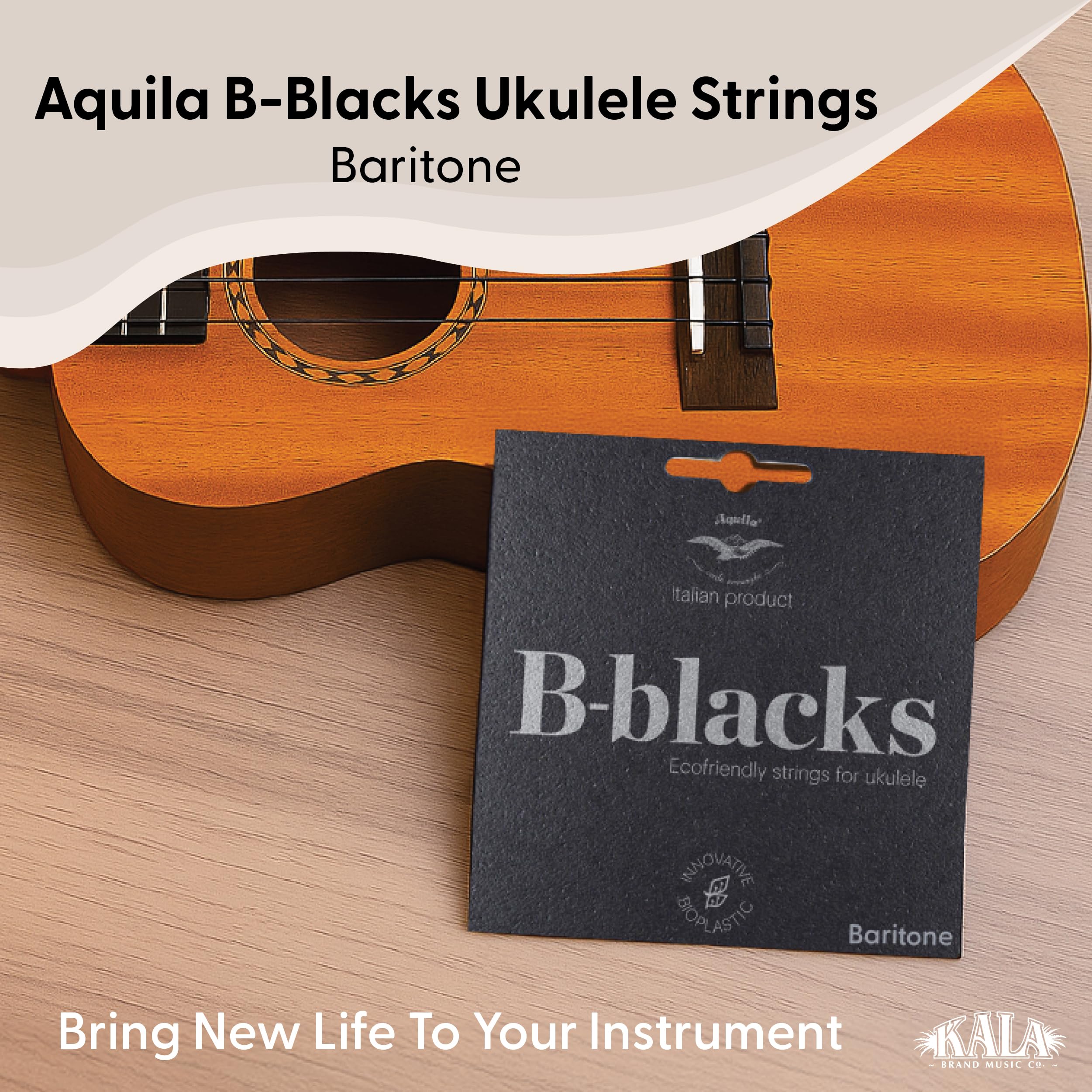 Image secondaire de Ukulélé baryton Aquila B-Black avec cordes DGBE - Ré grave