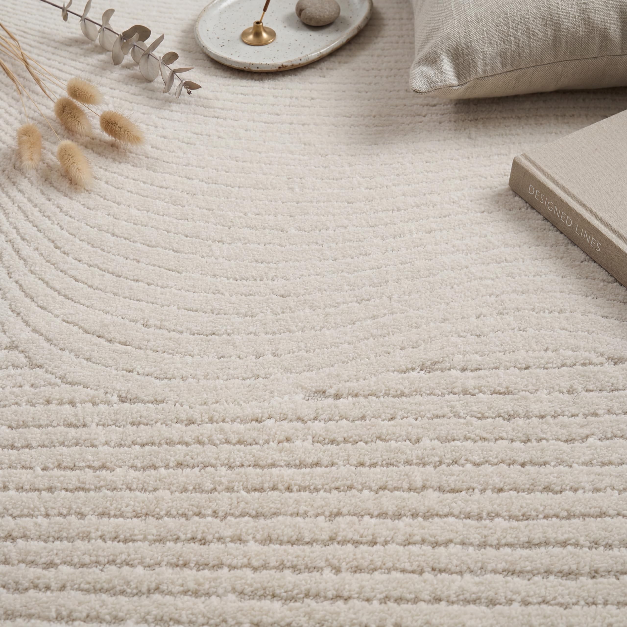 Paco Home Moderna Alfombra de Sala de Pelo Corto escandinavo Japandi Panglao Monocolor Efecto Alto-bajo Motivo Abstracto Pelo Suave Crema, tamaño:160x220 cm