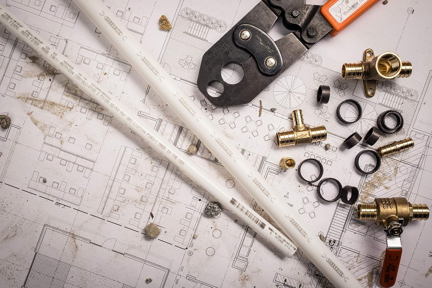 SharkBite 1/2 PEX Pipe x 1/2 Inch FNPT Crimp 90 Degree Drop Ear Elbow, Brass Plumbing Fitting, PEX Pipe, PE-RT, UC334LFA