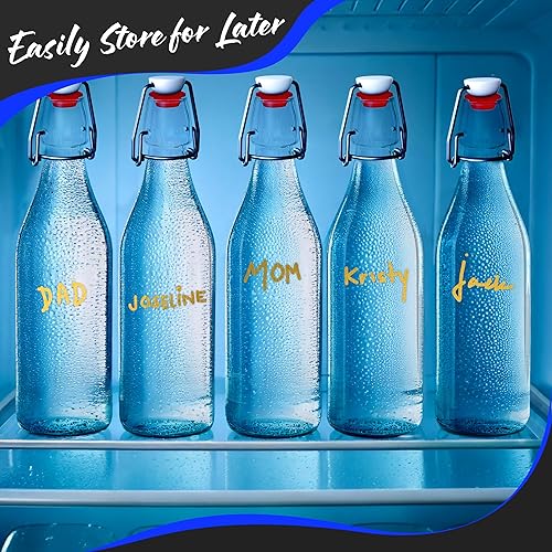 Miniatura 16 de Nevlers Botellas de vidrio cuadradas de 17 onzas con tapa hermética Botella de vidrio abatible con tapón 12 unidades Botellas de cerveza vacías