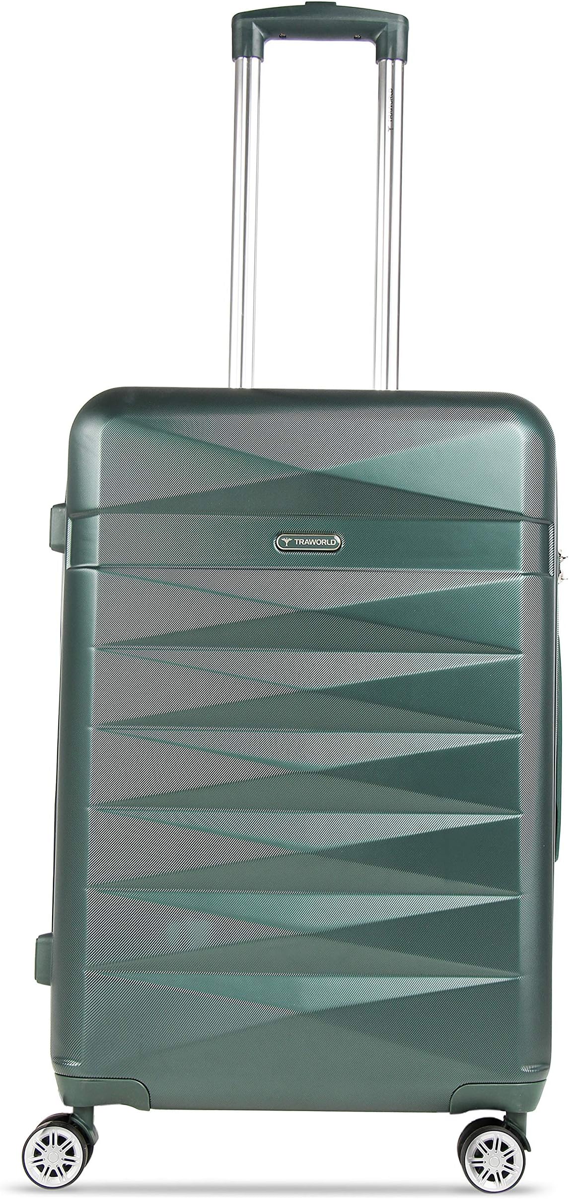 Traworld Robust Premium ABS Polycarbonate 28 Inch / 71.1 cm Olive Hardside 8 Wheels Spinner Check-in Travel Trolley Luggage Suitcase with TSA Lock