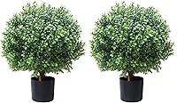Vista 9 de Árbol de arbustos artificiales en maceta en forma de bola de boj de 24 pulgadas para hogar y jardín (1 unidad)