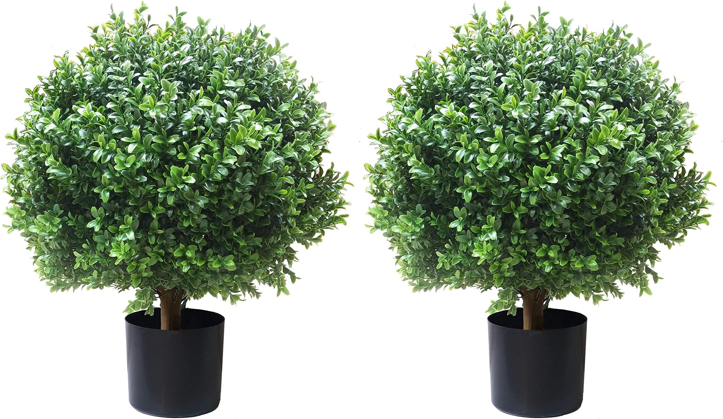 ALL SEASON GREEN 2'T 18''W Boxwood Ball Artificial Topiary Trees Potted Faux Outdoor Plants for Home Porch Decor Set of 2