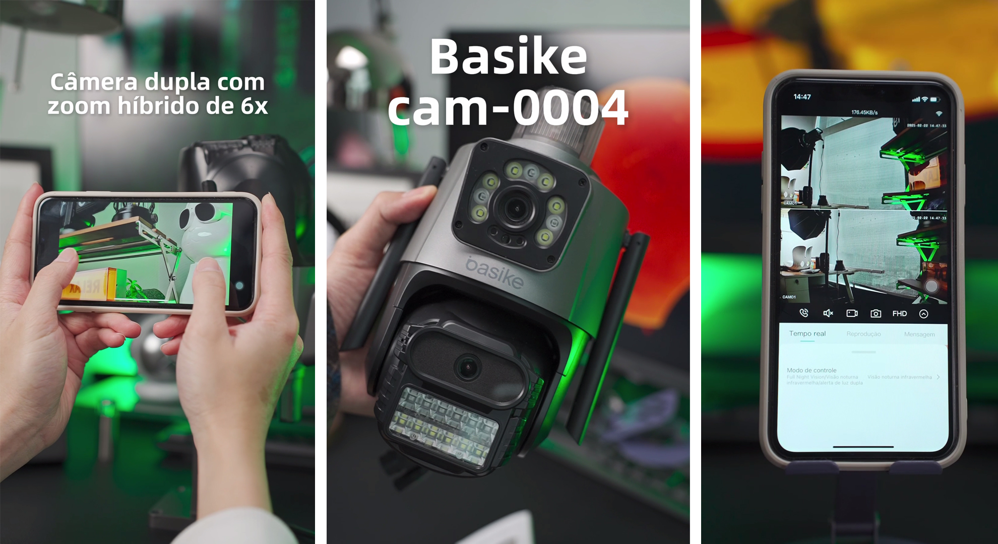 Câmera de Segurança Wi-Fi Externa QHD 6MP, Basike Câmera de Visão