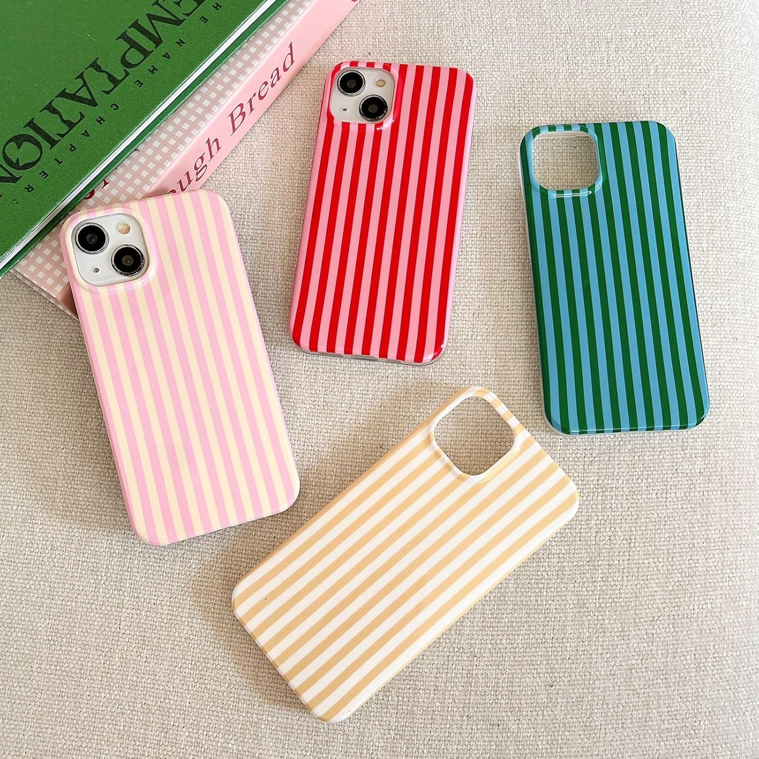 Pink and Yellow Striped Phone Case for iPhone 16 Pro,Cute Aesthetic Retro Vertical Line Stripes Pattern Protective Trendy Cover for Girls Women 6.3 inch - Image 5