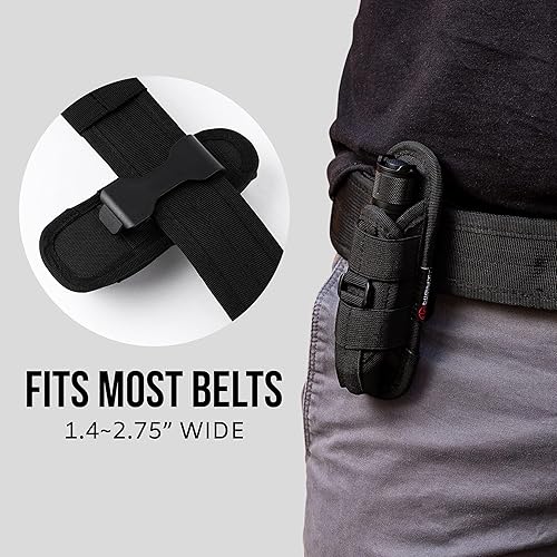 Miniatura 5 de TH1 Tactical Flashlight Holster Duty Belt Pouch Stretchable Rotatable Clip 360 Degree Holder for Police Military Security Belt
