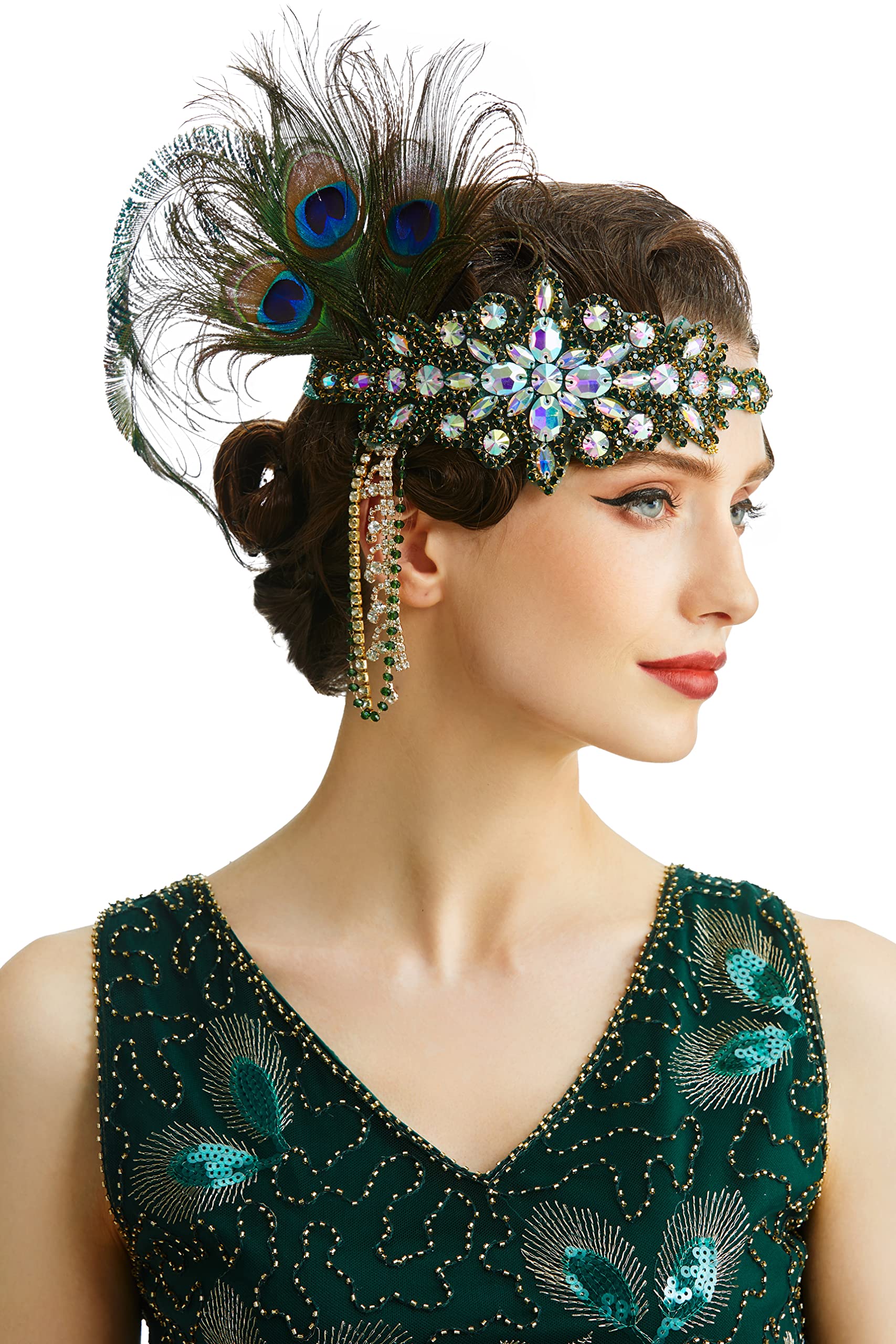 Sequined Feather Flapper Headband 1920s Gatsby Party Hair Accessory $_32.JPG?set_id=880000500F main image 2