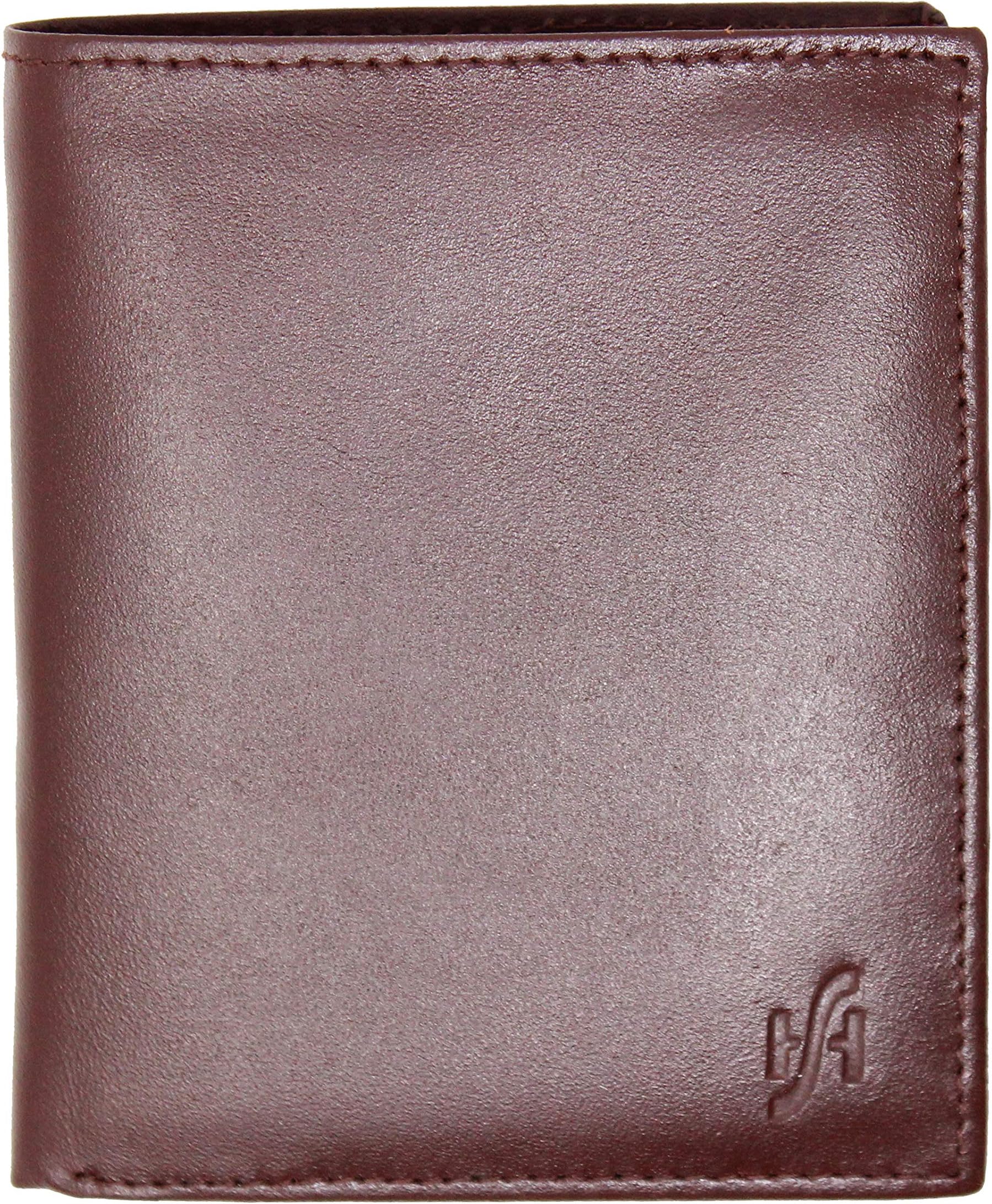 RFID Blocking Passcase Genuine Leather Handmade Wallet for Men Bifold Style Coin Wallet with 2 ID Holder 1105 Brown