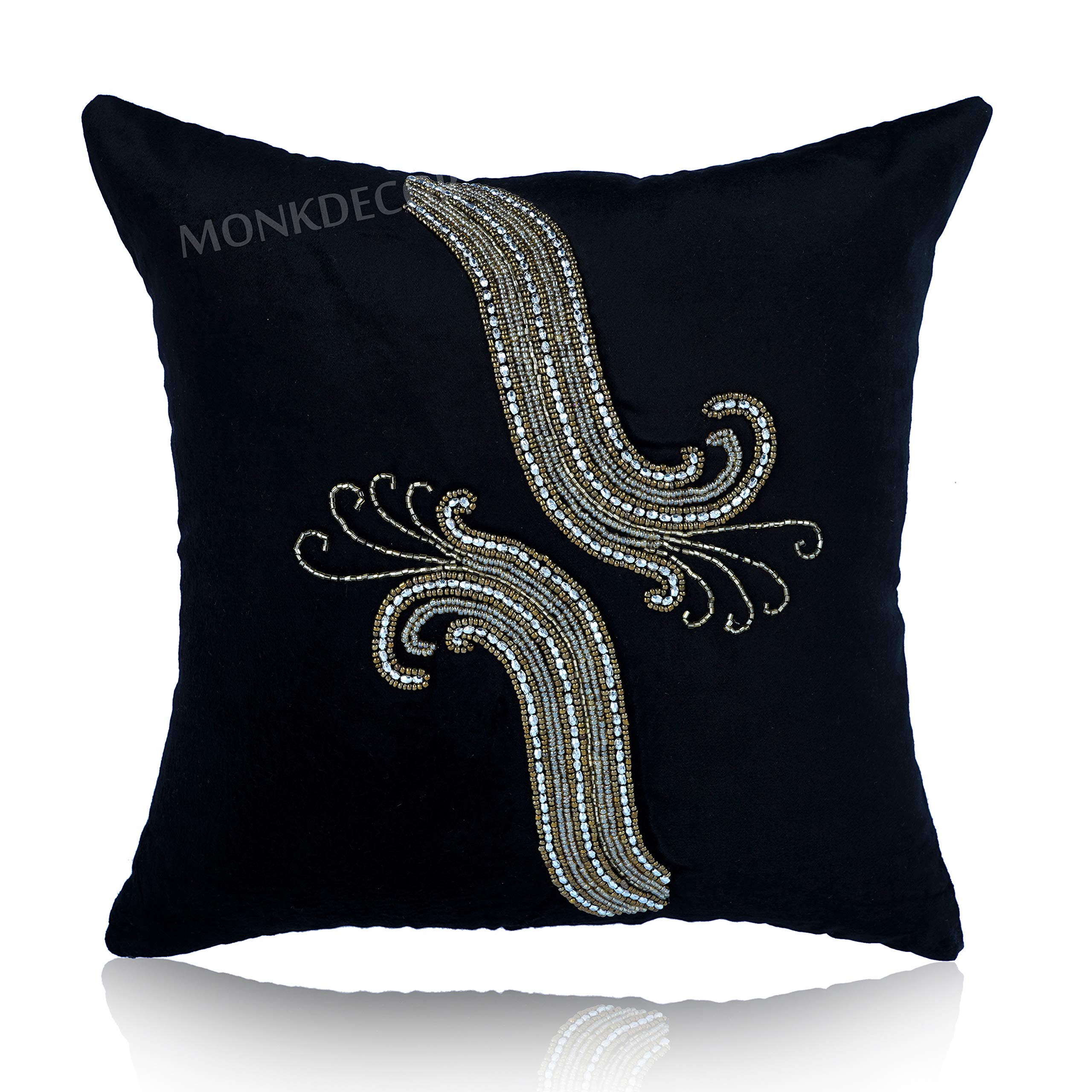 MONKDECOR Handwork Peacock Neck Design Velvet Cushion Cover 16x16 Inches (Lime Green) Set of 2 Pieces (B089XWX79V) Amazon Price History, Amazon Price Tracker