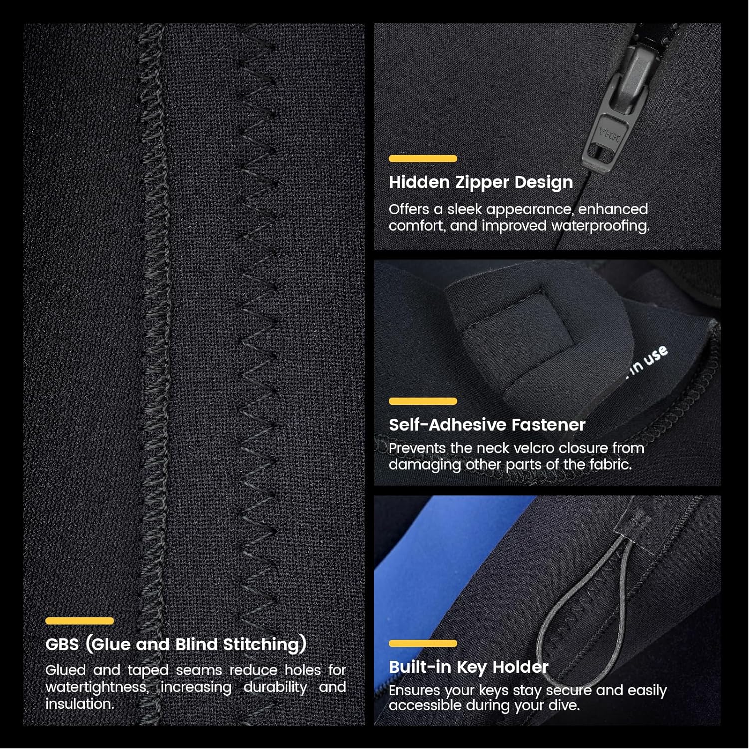 Wetsuit, 5/4mm Upgrade CR Neoprene Wetsuits for Men and Women, Ideal Thermal Wet Suit in Cold Water, Front Zip for Surfing Snorkeling Diving Swimming - Image 4