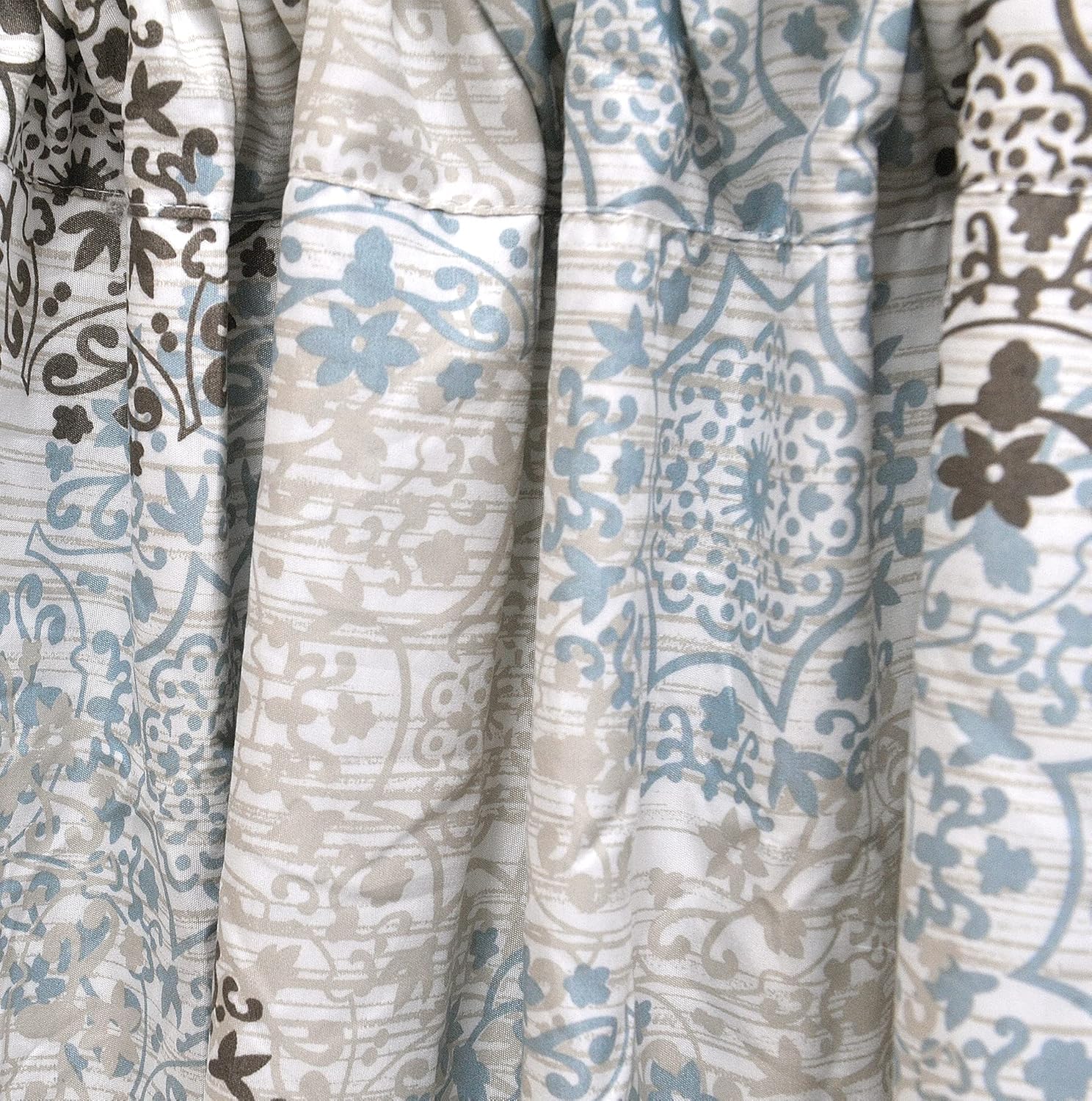 Home Soft Things Marina Medallion Printed Curtain with Liner, Set of 2 Panels, Beige Brown Blue 60" x 84", Rod Pocket Thermal Insulated Light Filtering Floral Design Curtains for Living Room Bedroom