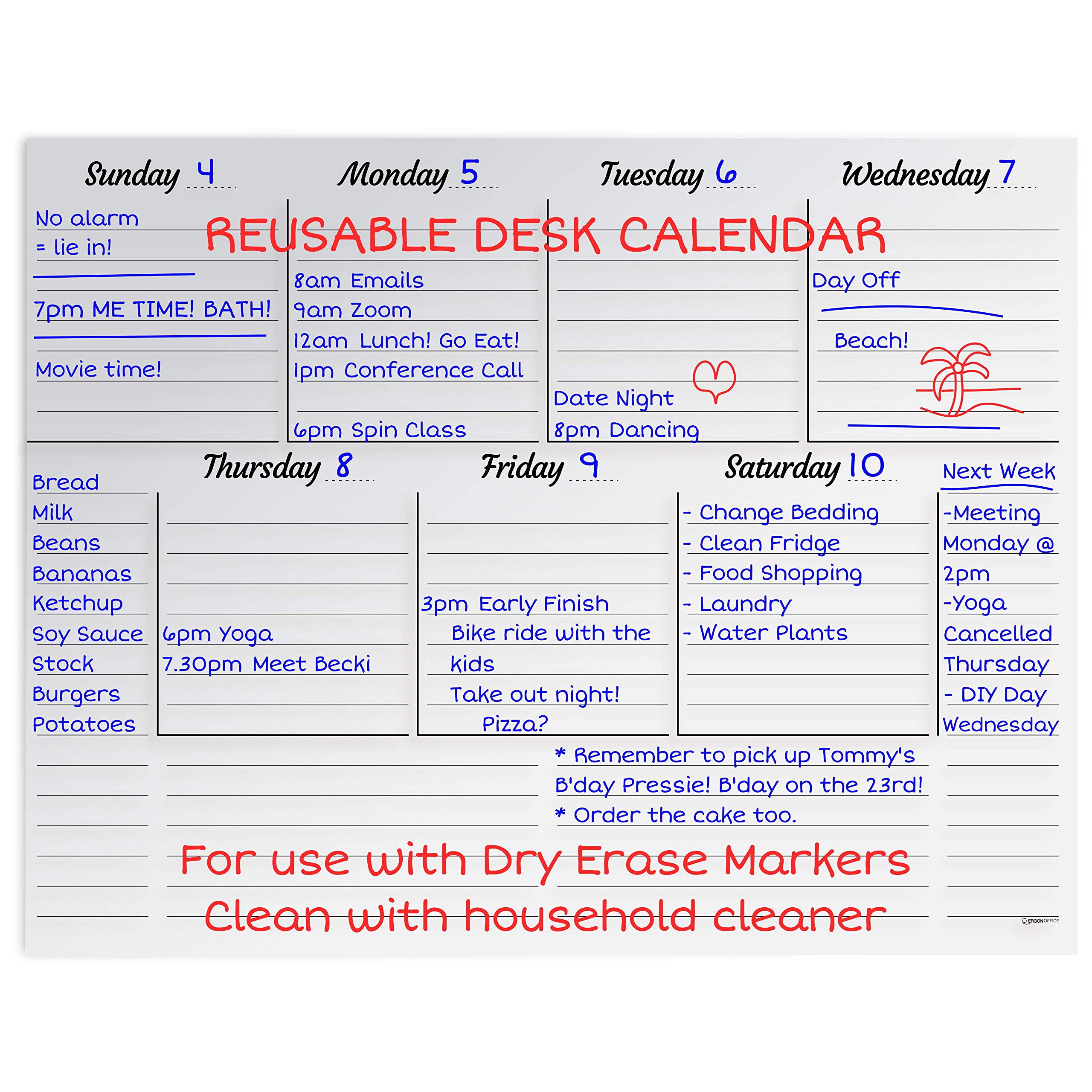Buy Ergon Office Reusable Desk Calendar 2022 2023 Reusable Desktop 