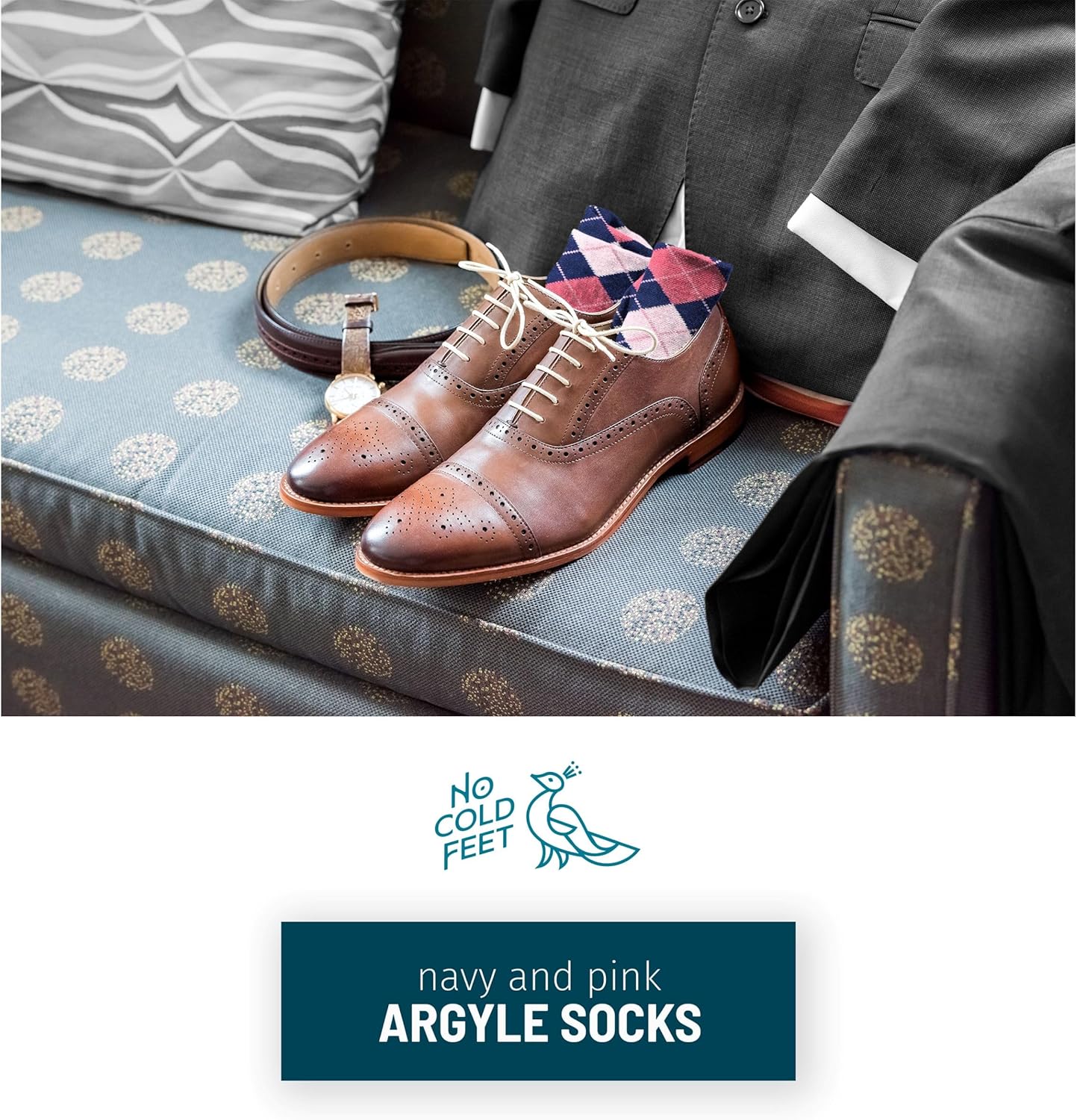 No Cold Feet Men’s Pink Dress Socks – Classic Soft Crew Dress Socks, All-Day Comfort for Work, Business or Weddings - Image 3