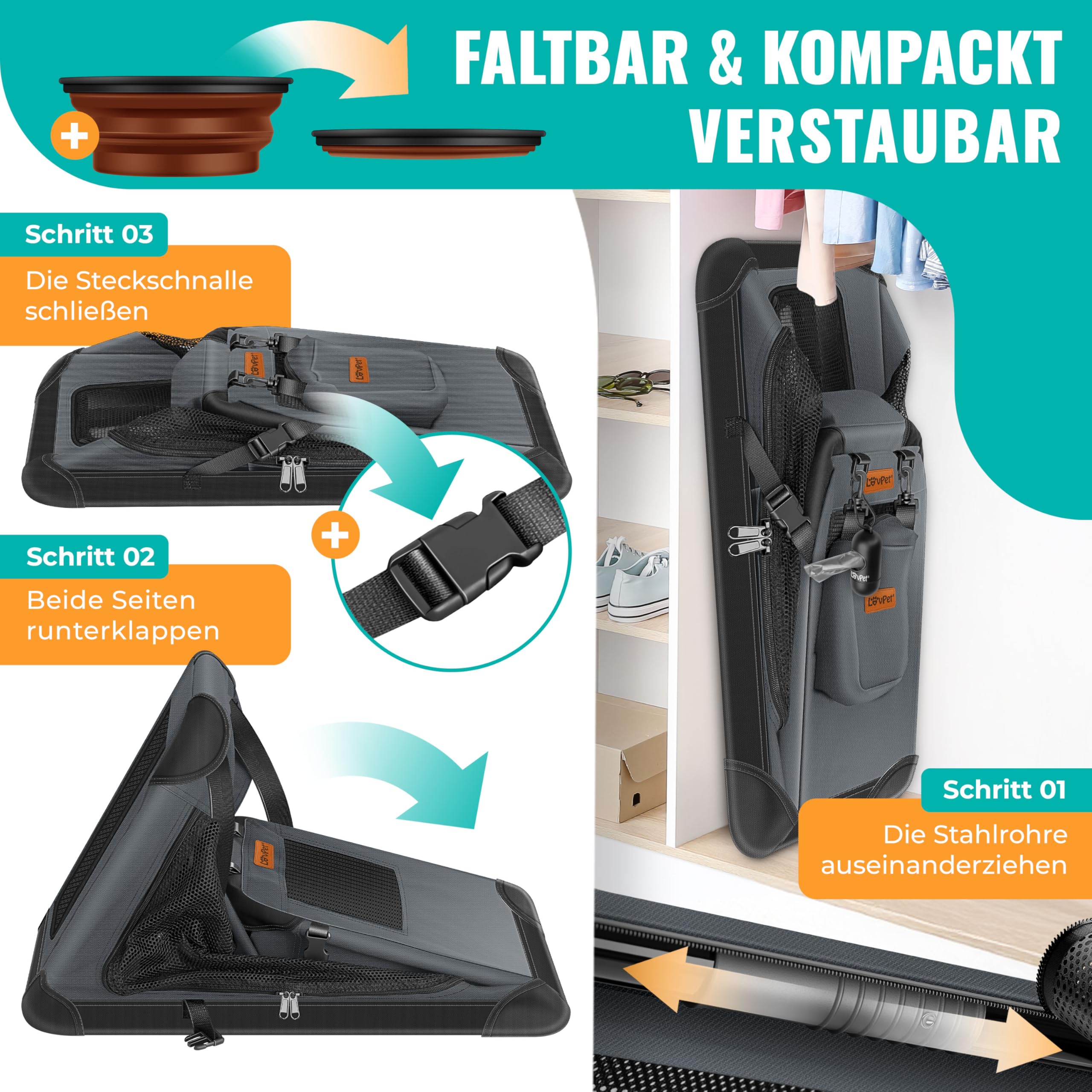 LOVPET® Hondenbox, , transportbox, 2-in-1 honden- en