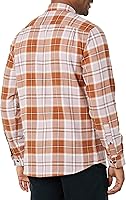 Vista 38 de Yaxa Essentials Camisas de franela de manga larga para hombre, corte ajustado, a cuadros con botones