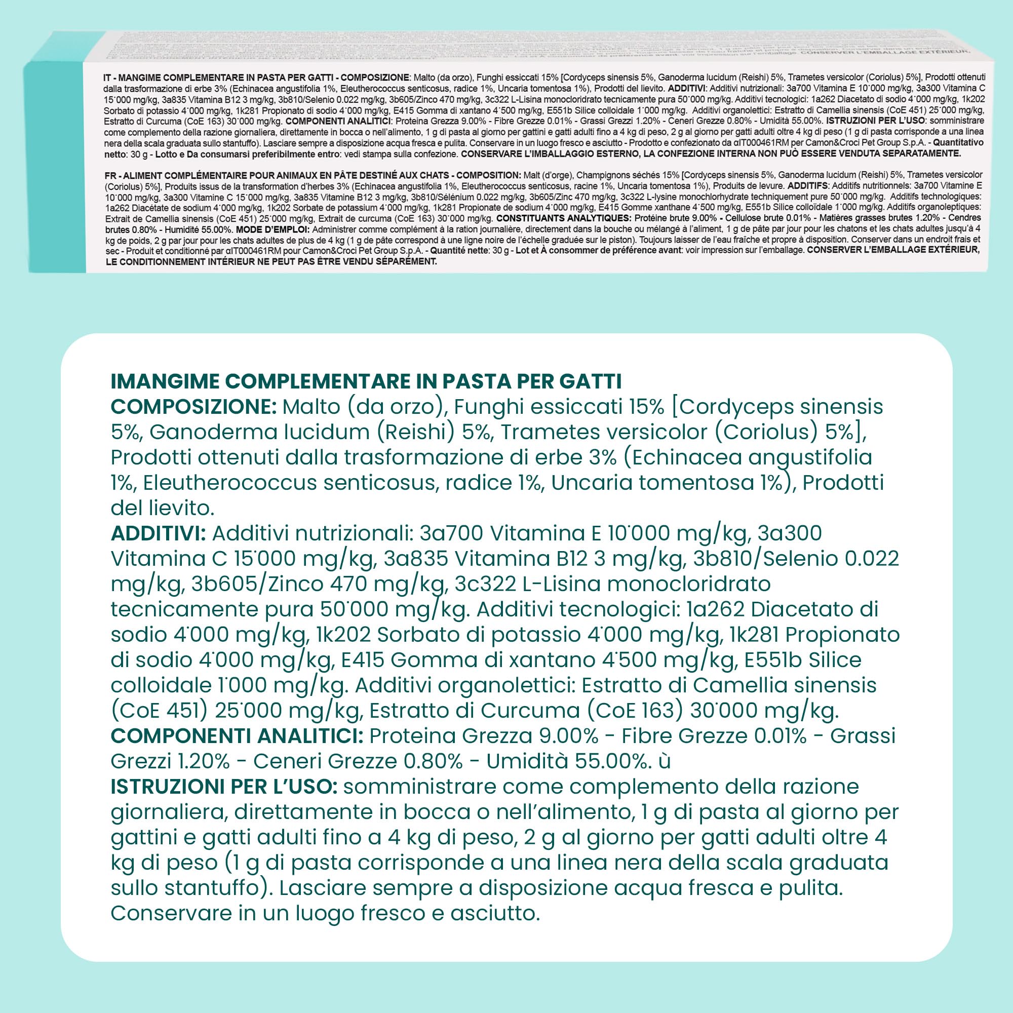 CAMON | HELP-TH1 Pasta in Siringa, Alimento Complementare per Sostenere le Difese Immunitarie di Gatti, 30g