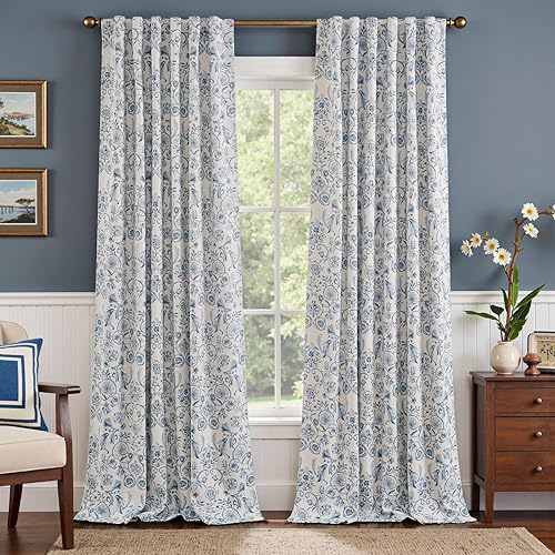 Miniatura 10 de jinchan Cortinas opacas florales para dormitorio, sala de estar, 63 pulgadas de largo, cortinas de granja para oscurecer la habitación, cortinas