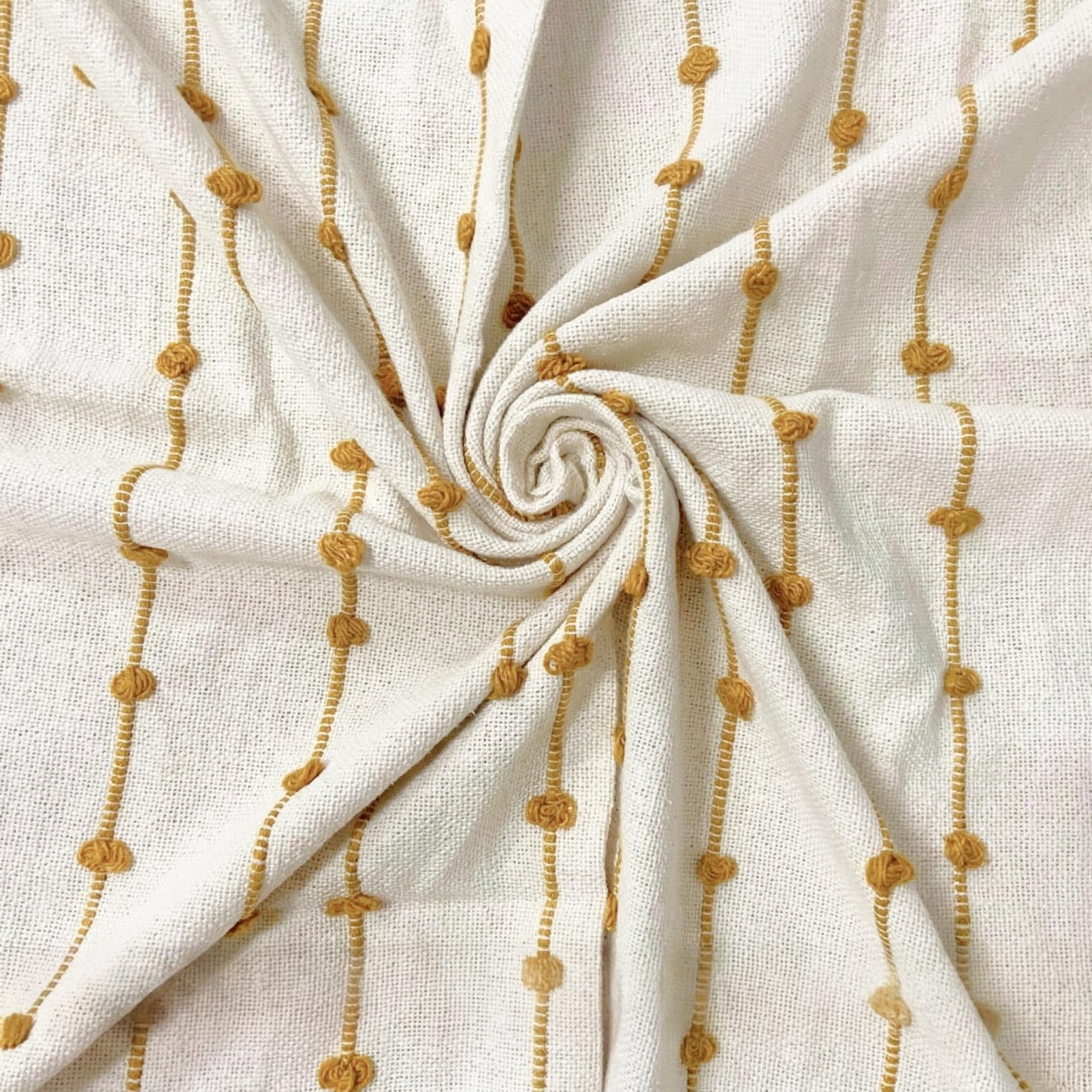 SAJAVAT HOME Hand Knitted Cotton Sofa Throw Blanket | Beige & Yellow Elegant All-Season Throw for Couch & Bed | Soft Lightweight Knit with Tassel Finish | 80×52 Inches (204×132 cm) 1