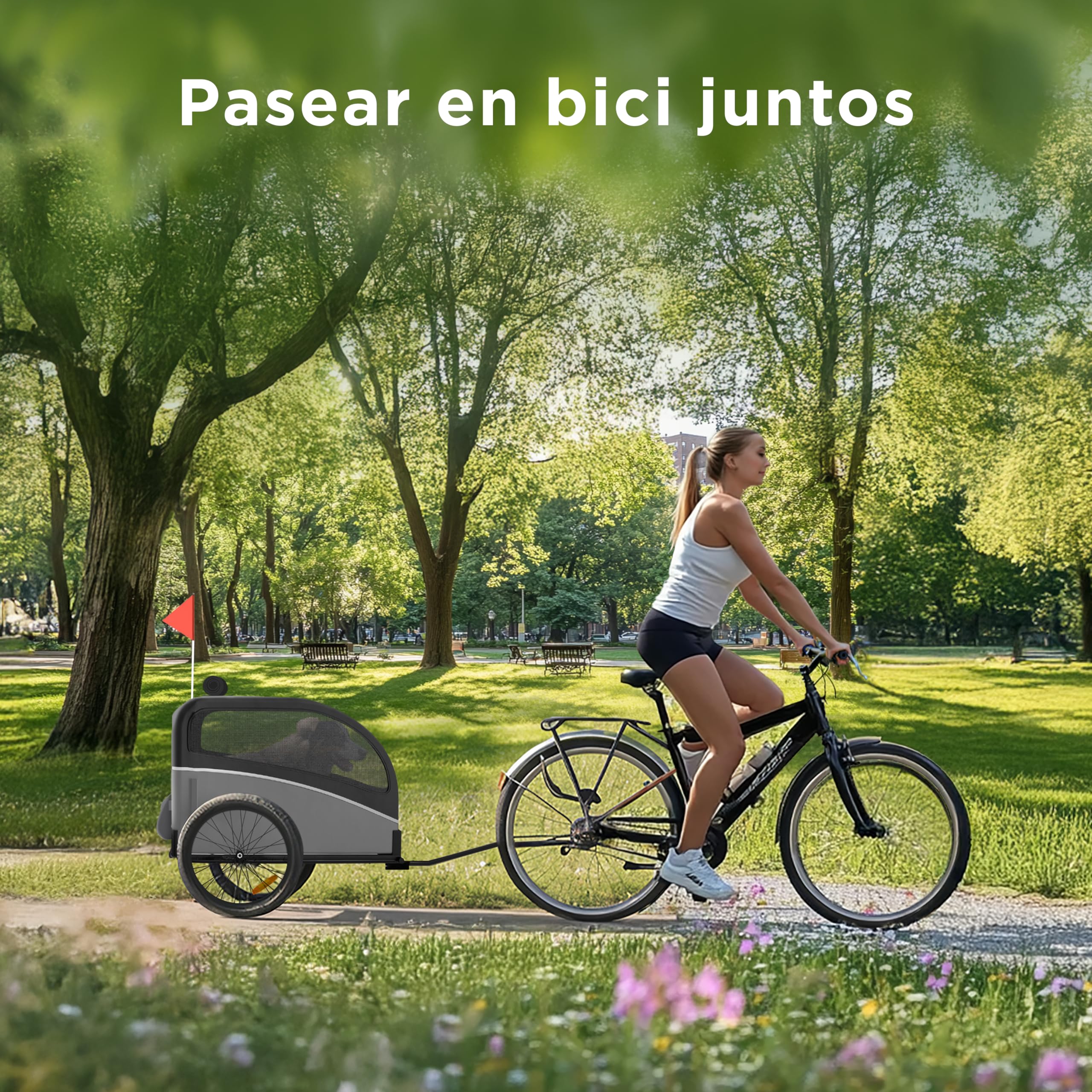 Remolque para Perros – Carrito Plegable hasta 40 kg con Enganche y Reflectores – Resistente al Agua – Compatible con Bicicletas Eléctricas