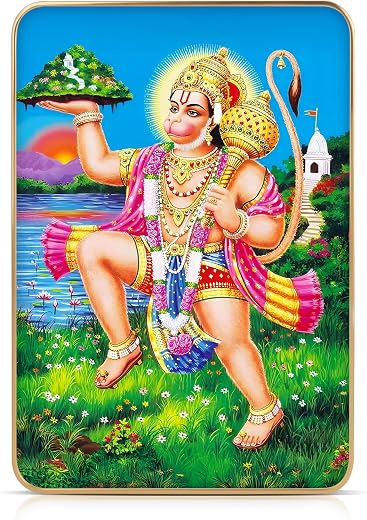 Regalo Casila Lord Hanuman Ji Frame Bajrangbali High Gloss Photo Frame with Golden Border 6x8 – 8mm MDF Panel – UV Waterpr...
