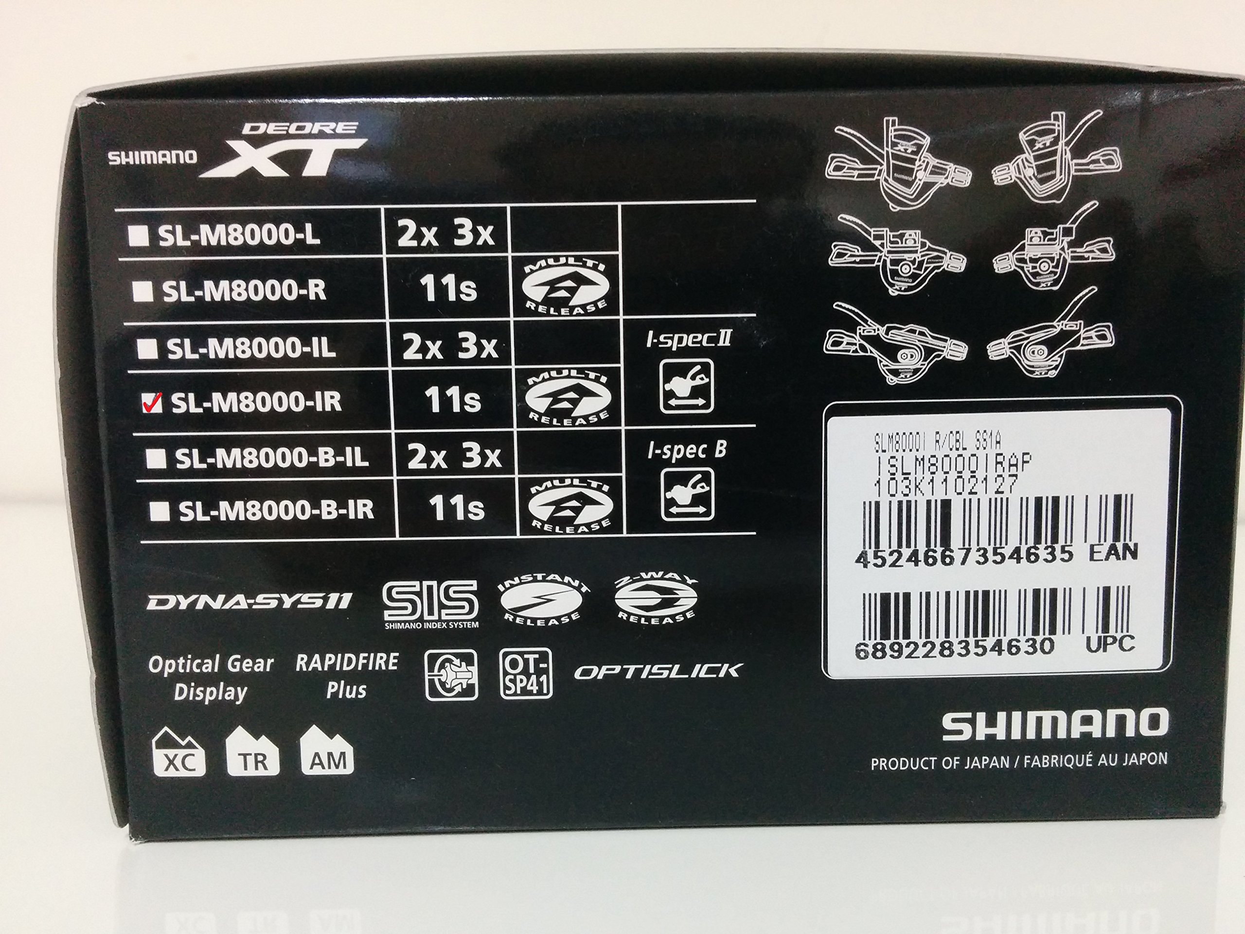 Shimano XT M8000, Comando Cambio Destro, Nero