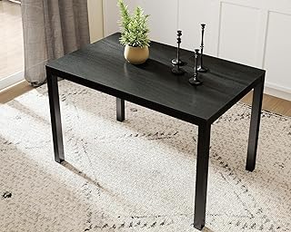 VESCASA Black Wood Dining Table with 4 Black Solid Wood Legs, 47.25