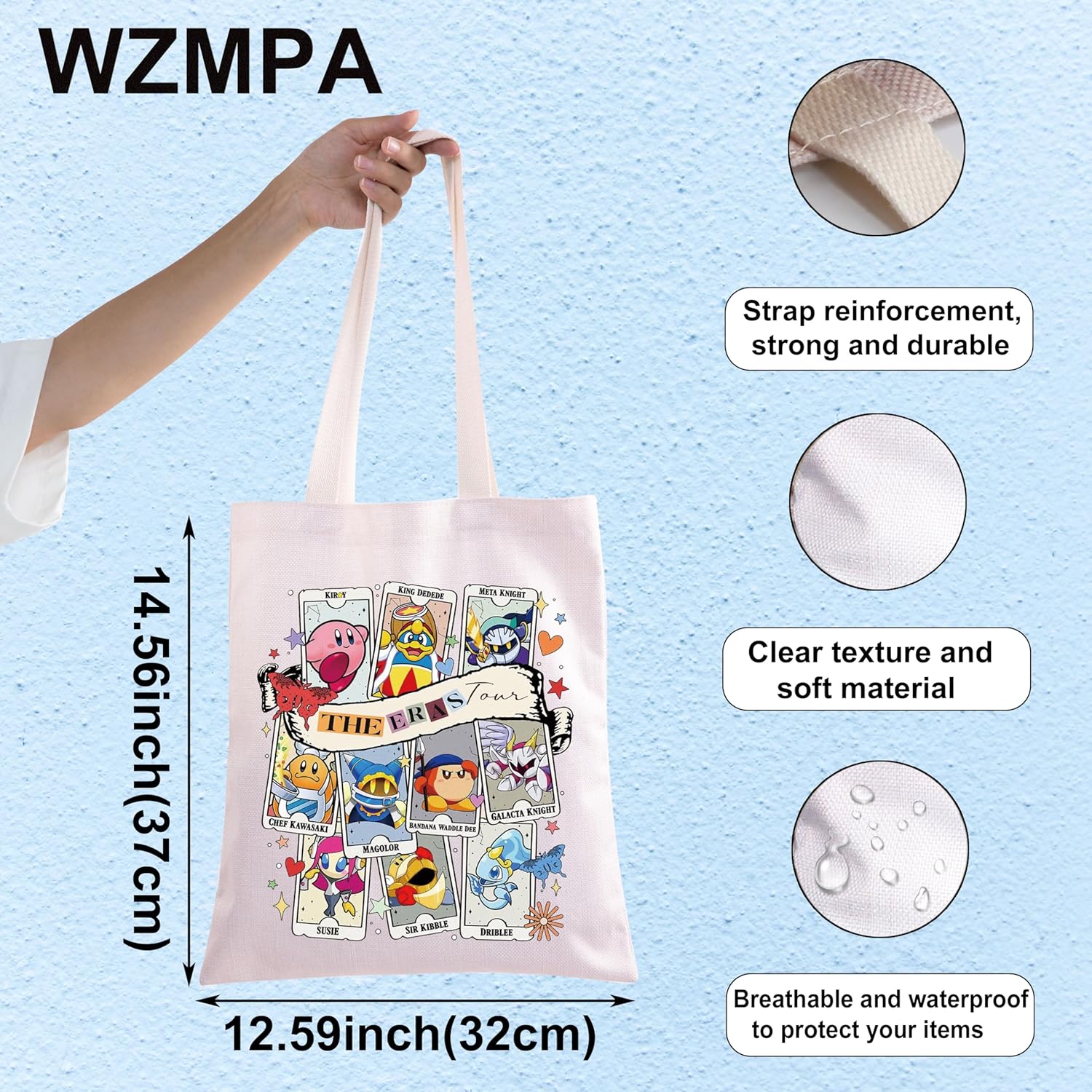 WZMPA Kawaii Cartoon Tote Bag Game Lover Gift Cartoon Video Game Reusable Grocery Bag Cartoon Merchandise - Image 2