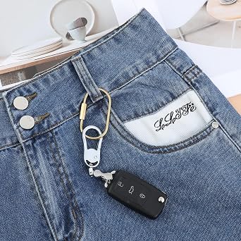 2 PCS Silver Keychain for Bag Charms, Screw Lock Oval Silver Key Ring