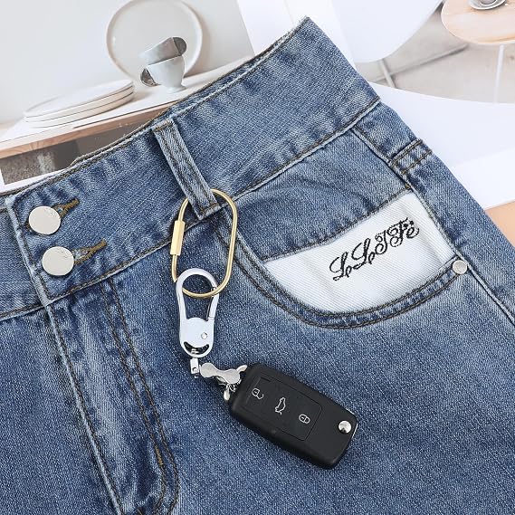2 PCS Silver Keychain for Bag Charms, Screw Lock Oval Silver Key Ring