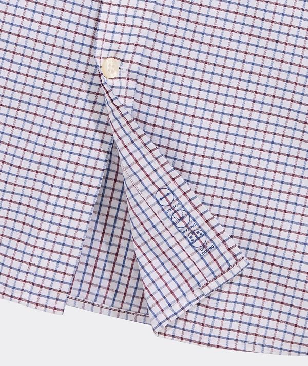 vineyard vines Wauwinet Tattersall Performance Cotton Shirt, Crimson, M by vineyard vines - Image 4