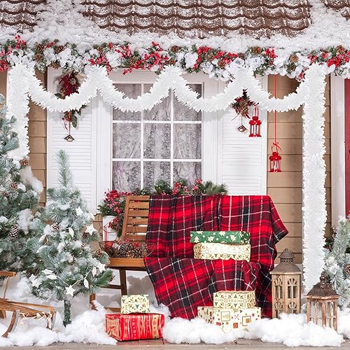 Miniatura 6 de Guirnalda de oropel de Navidad de 200 pies para decoración de árbol de Navidad, guirnalda de Navidad, adorno de oropel con purpurina, guirnalda