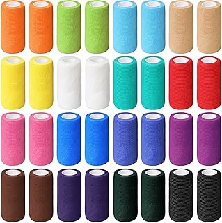 Treela 96 Pack Self Adhesive Bandage Wrap 4 Inch x 5 Yard Self Adherent Cohesive Bandages Elastic Athletic Sports Tape Breathable Wound Tape for Stretch Athletic Wrist Ankle(Multiple Colors)