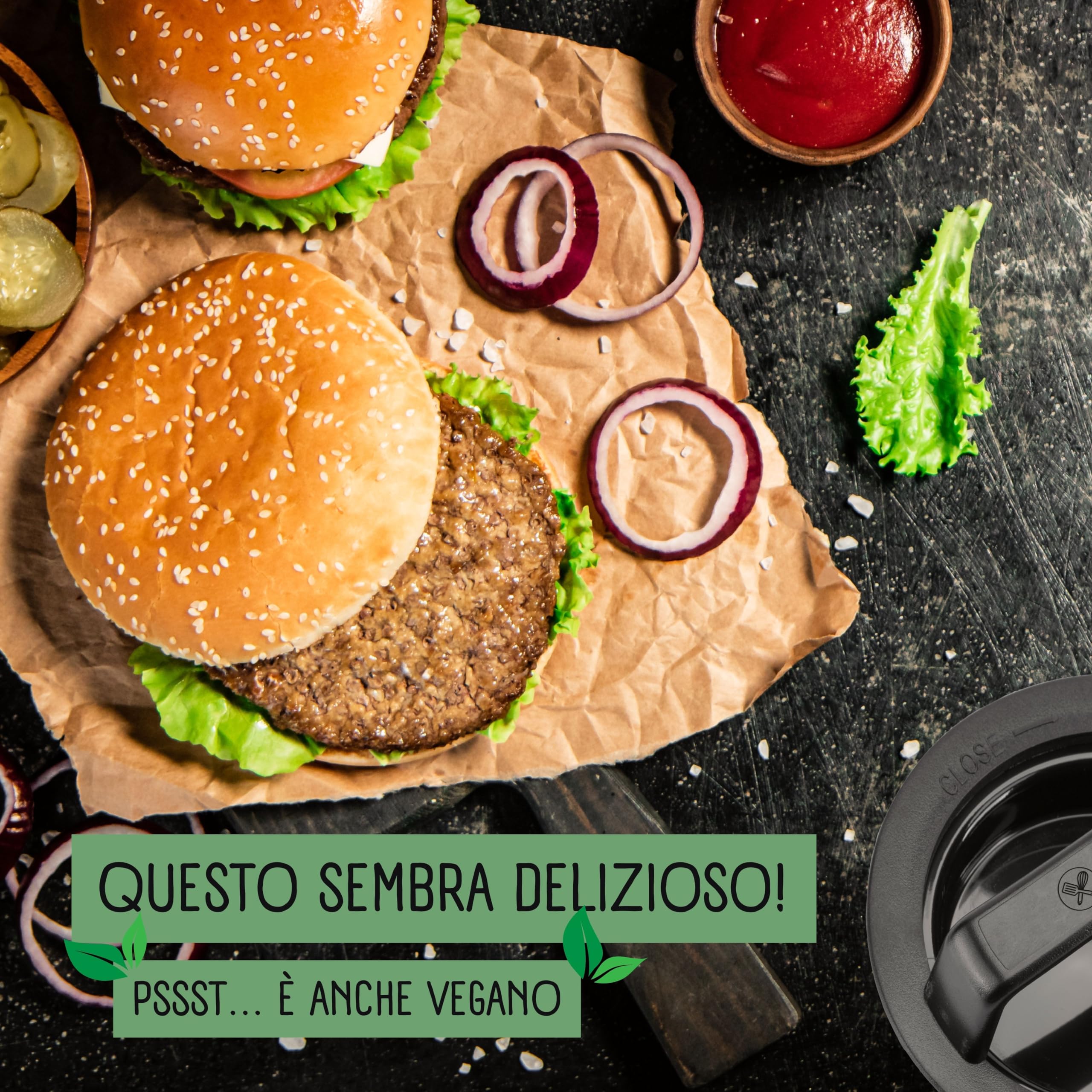 Pressa Hamburger e Pressa Stampa di Burger | +100 Carta Antiaderente | 4 Formati | Burger Ripiene e XXL | Pressa per Hamburger con Ricette