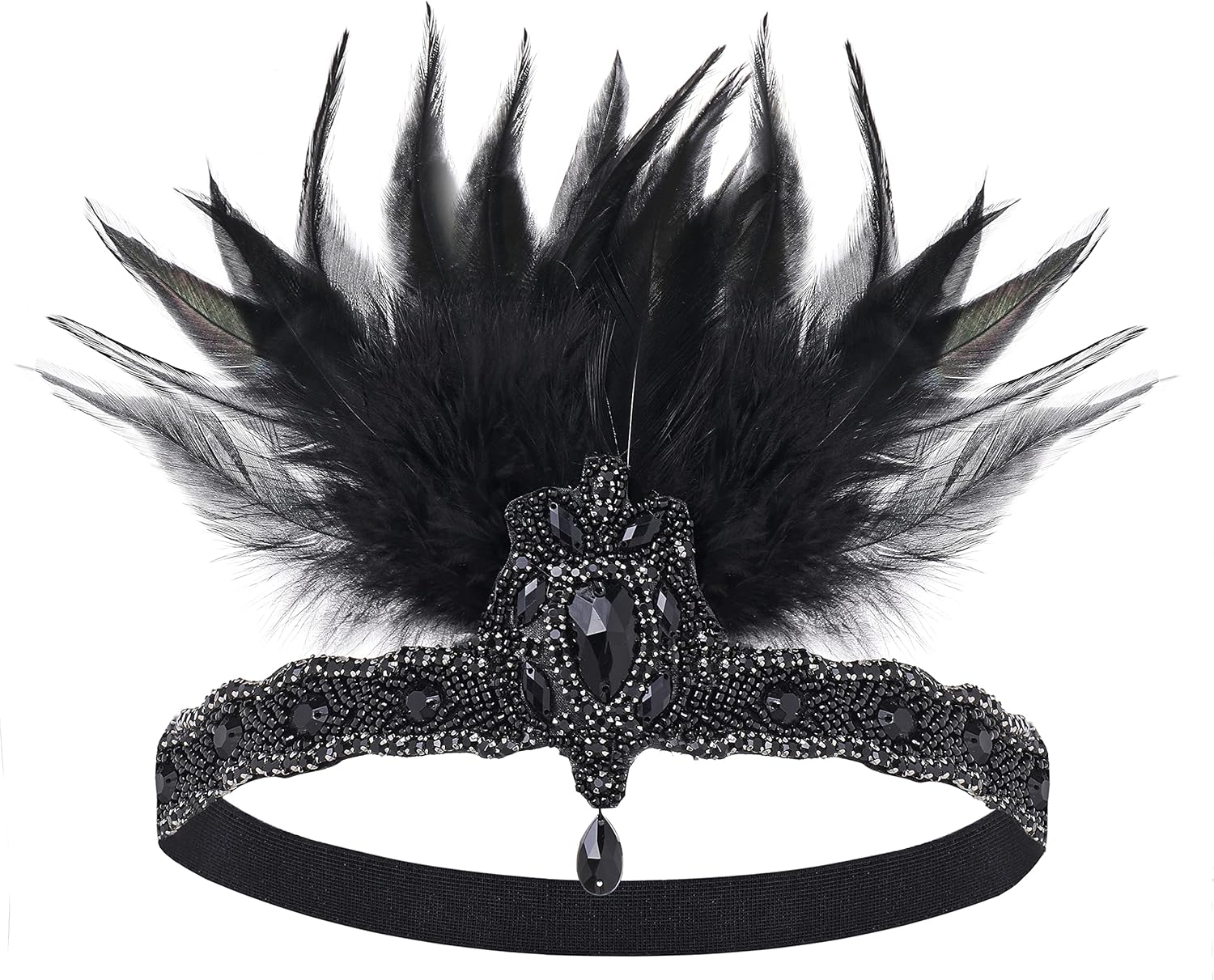 BABEYOND 1920s Headpiece Flapper Headband - Roaring 20s Crystal Showgirl Hair Band Gatsby Headband with Feather - Image 4