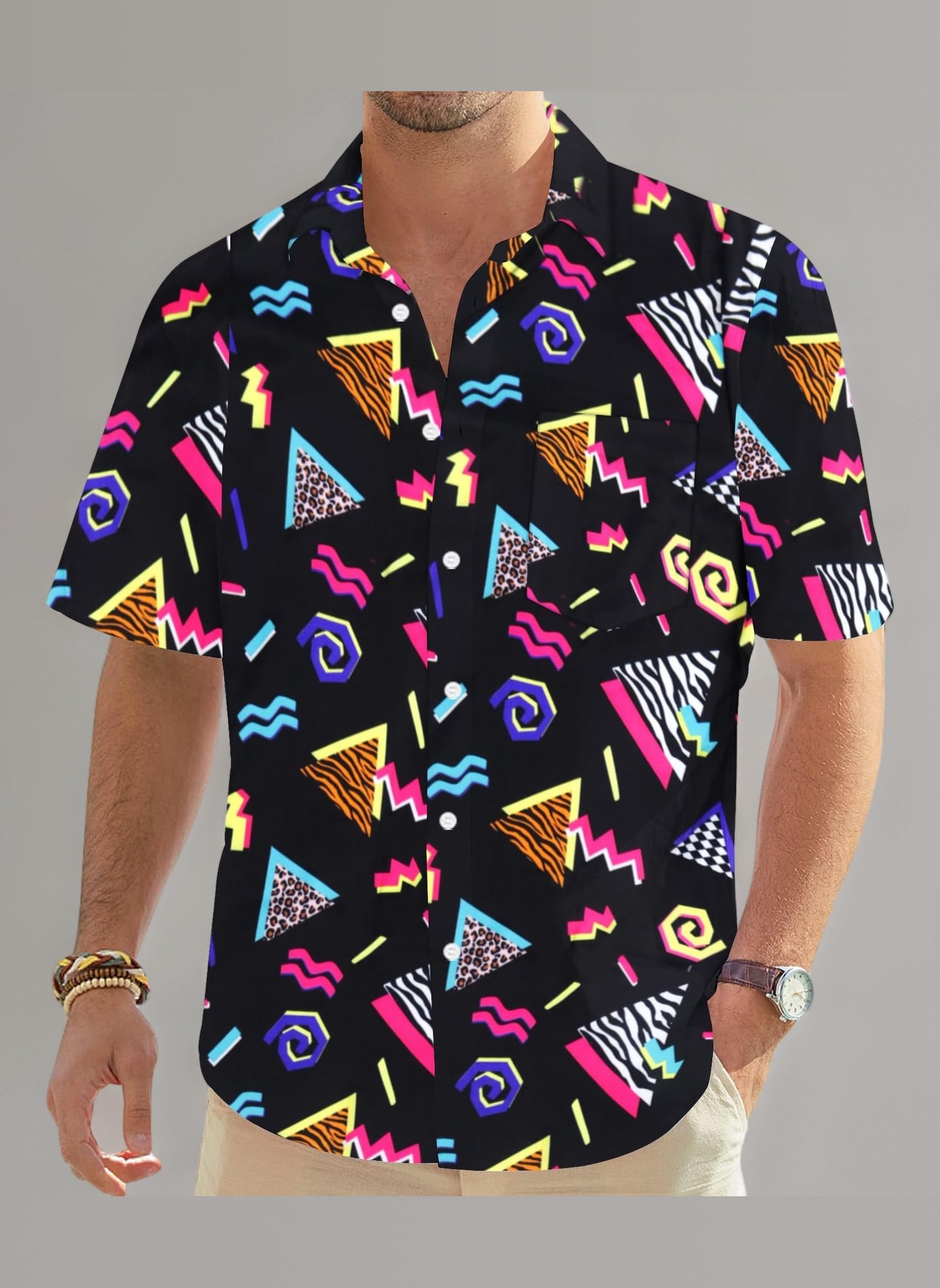 80s Vintage Shirt for Men 70s Disco Shirt Party Costume Men's Retro Classic Hawaii Shirt
